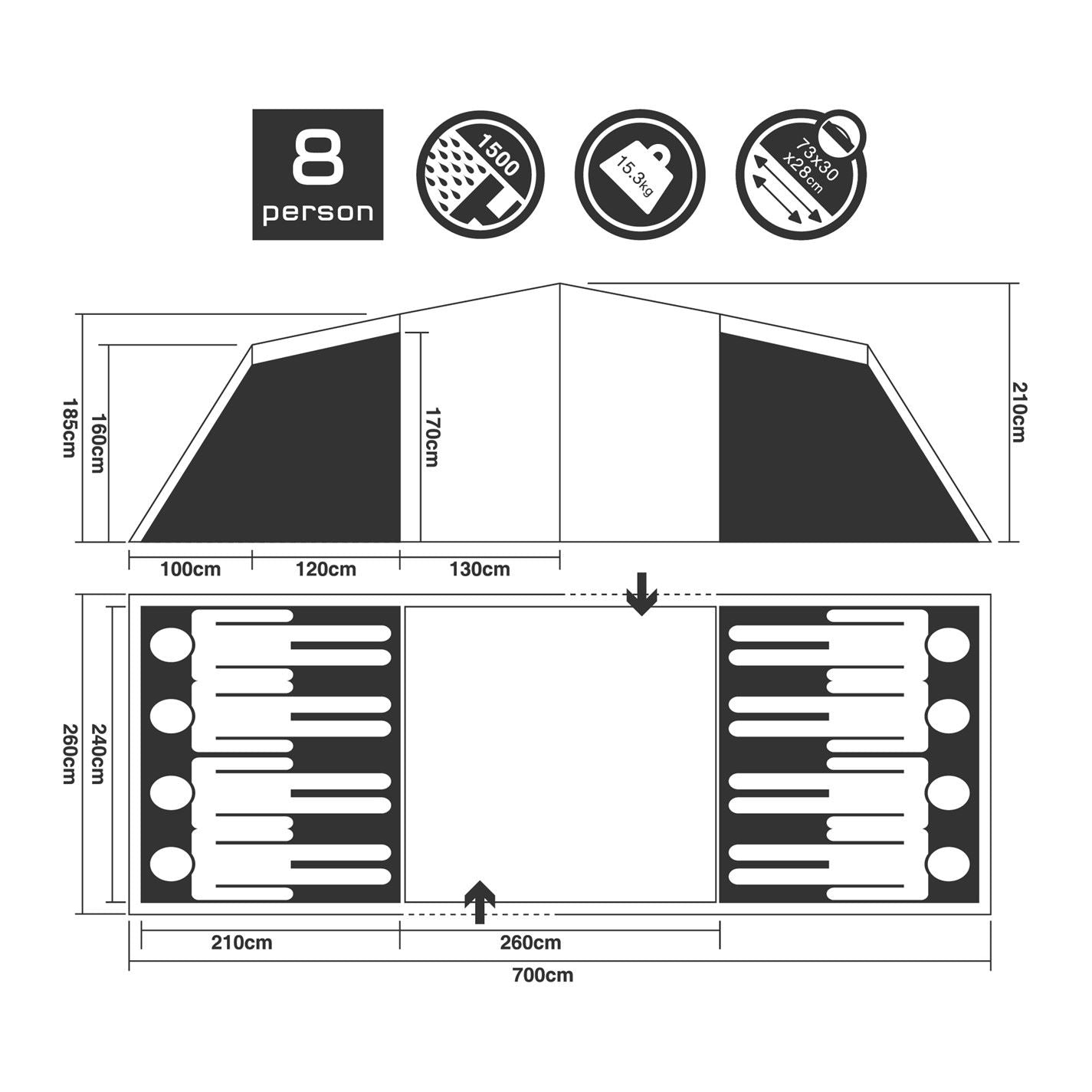 Gelert Quest 8 Person Tent