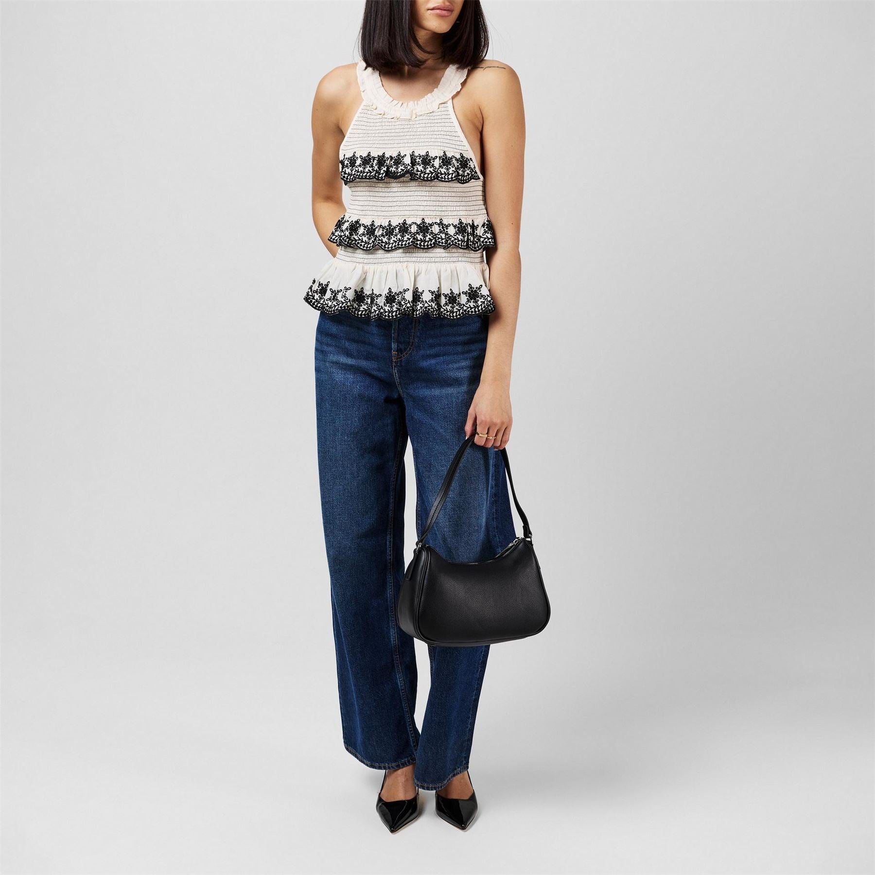 French Connection Felicity Embroidered Short Sleeve Blouse