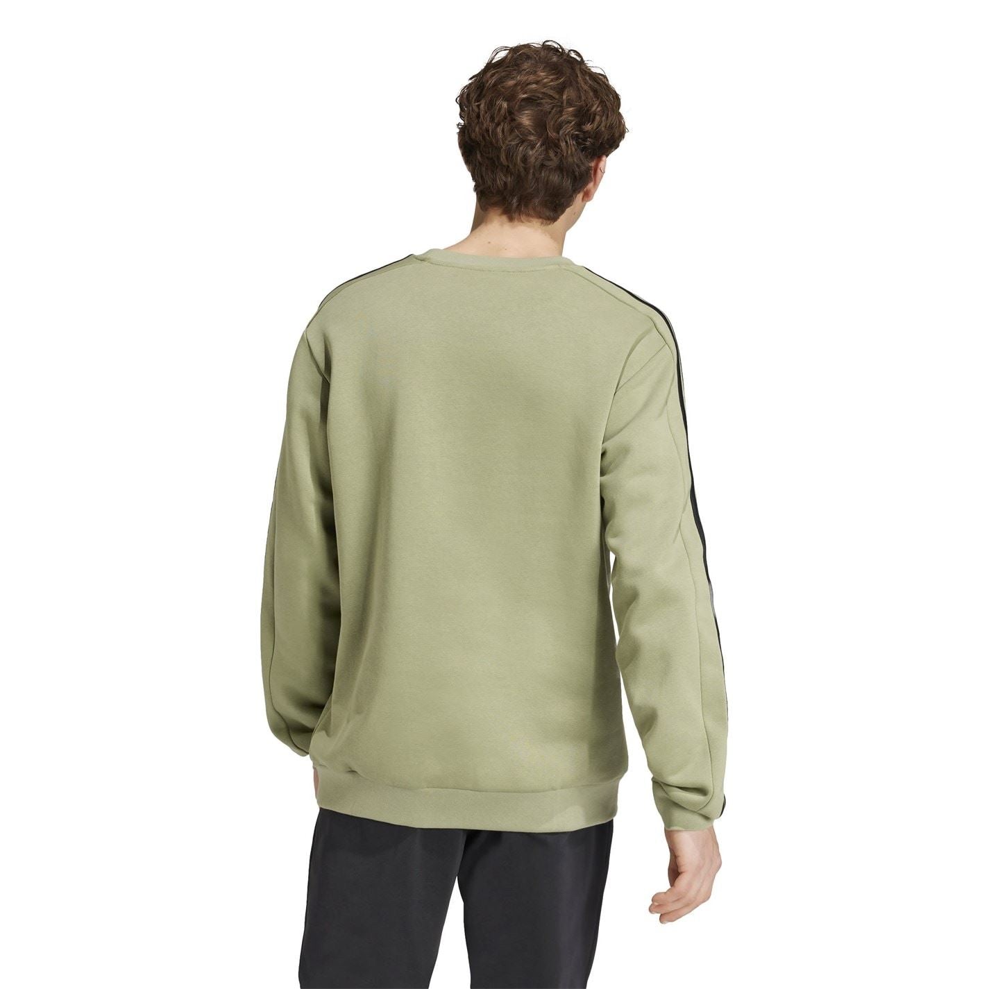 adidas Mens Essentials Crew 3 Stripes Pullover Sweatshirt
