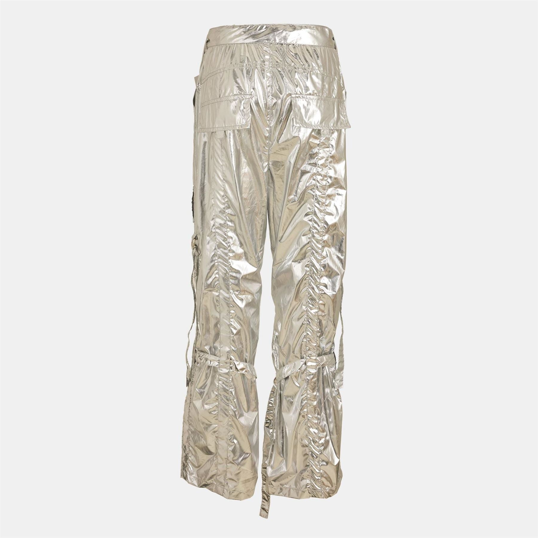 AmyLynn Metallic Patterned Wide Leg Cargo Trousers