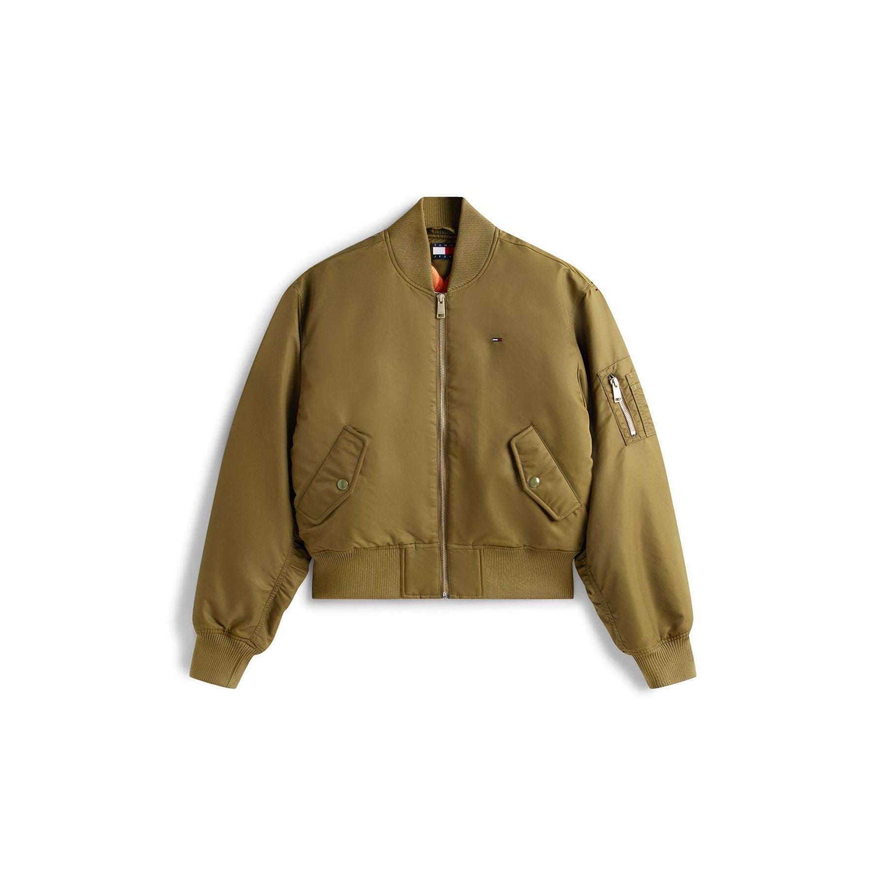 Tommy Jeans Essential Solid Patterned Bomber Jacket with Ribbed Cuff
