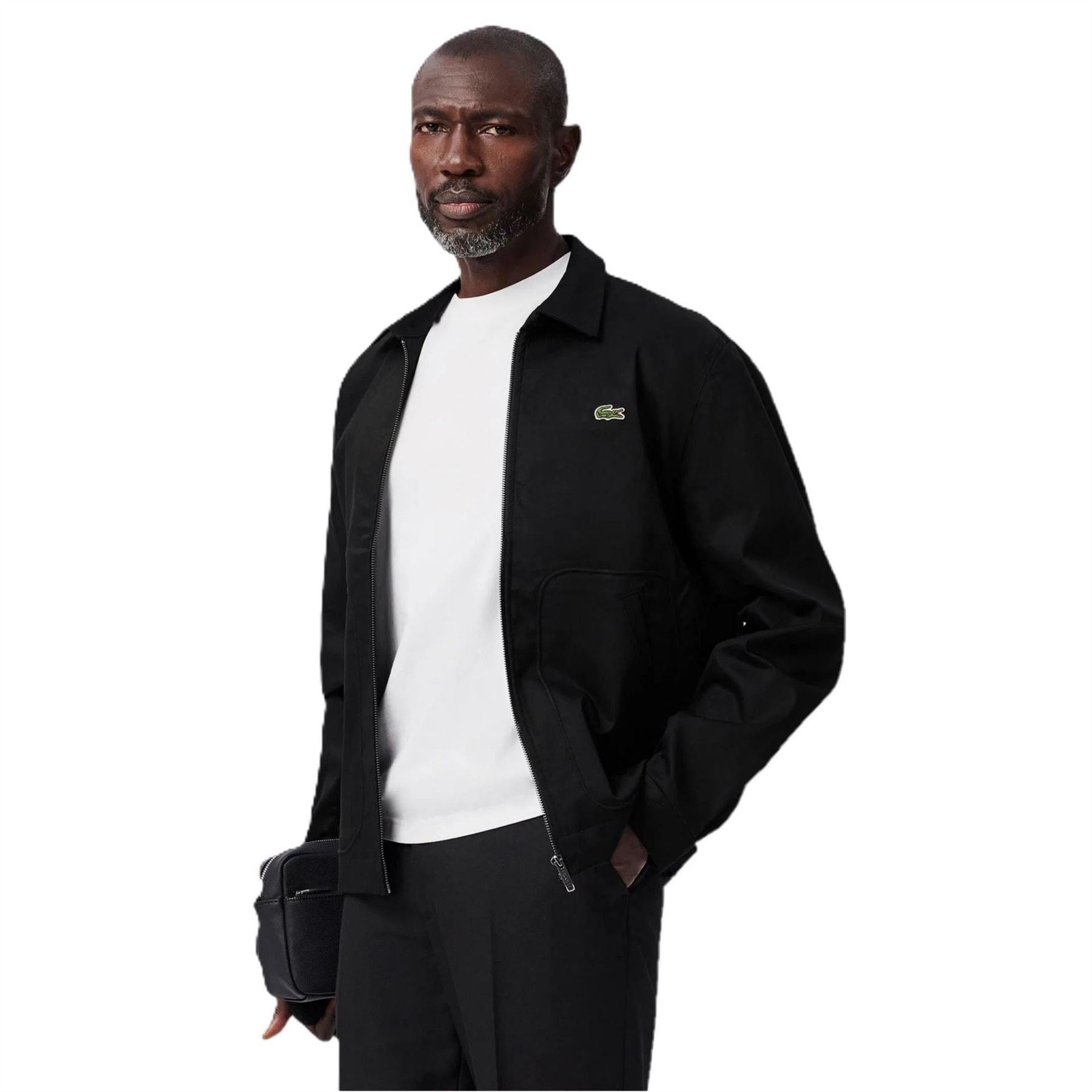Lacoste Solid Bomber Jacket with Logo