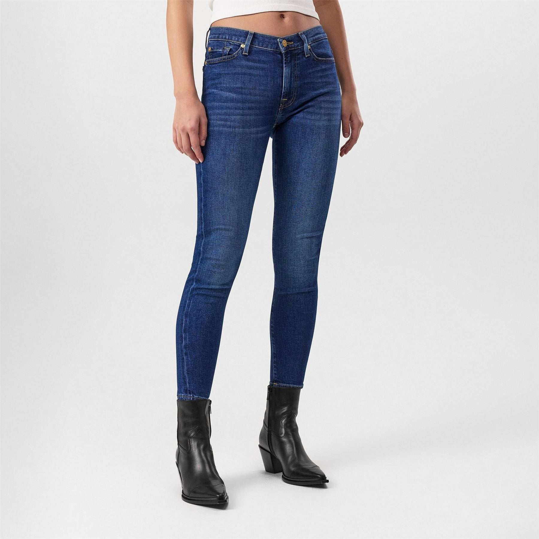7 For All Mankind High Waisted Cropped Skinny Jeans