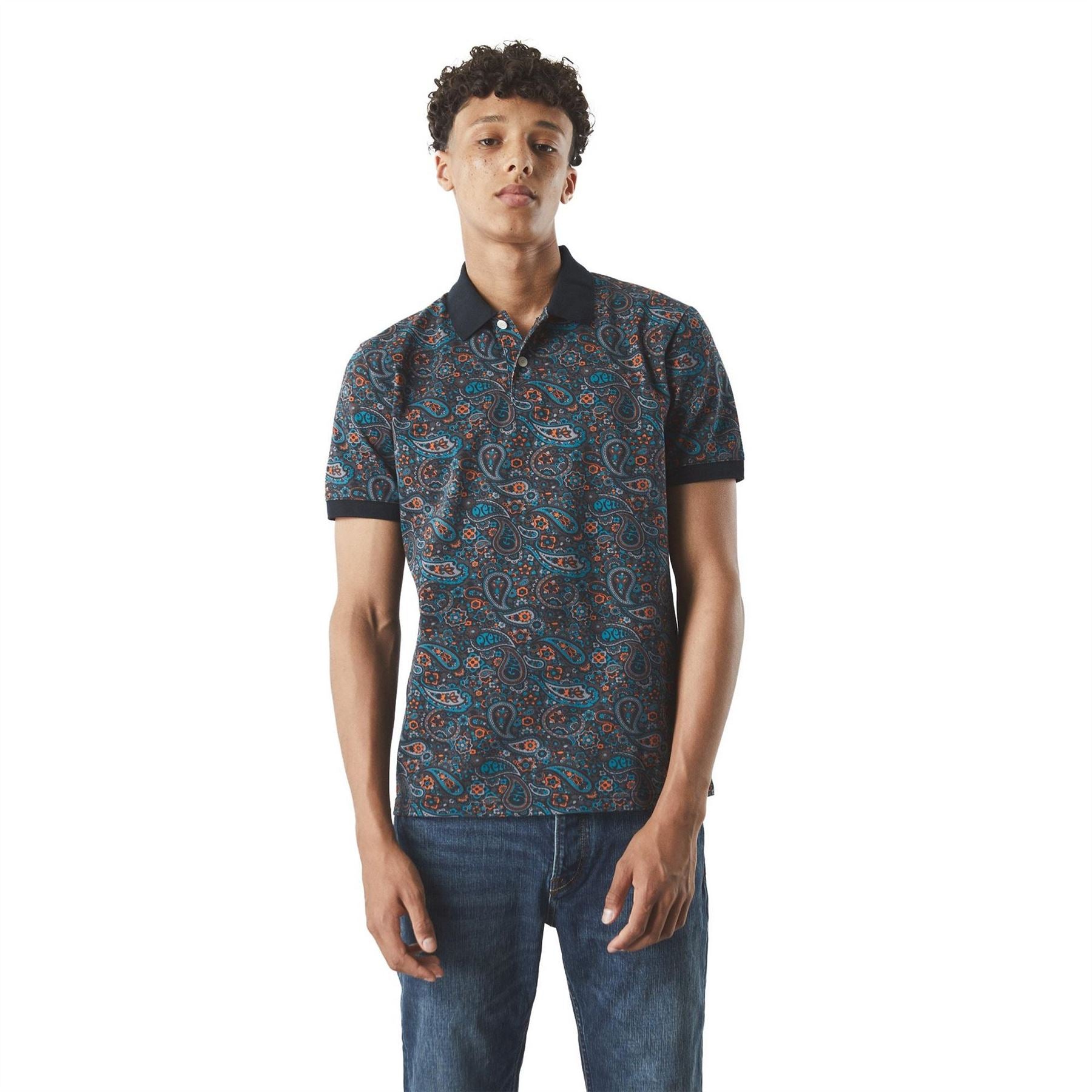 Pretty Green Wonderwall Paisley Short Sleeve Polo Shirt