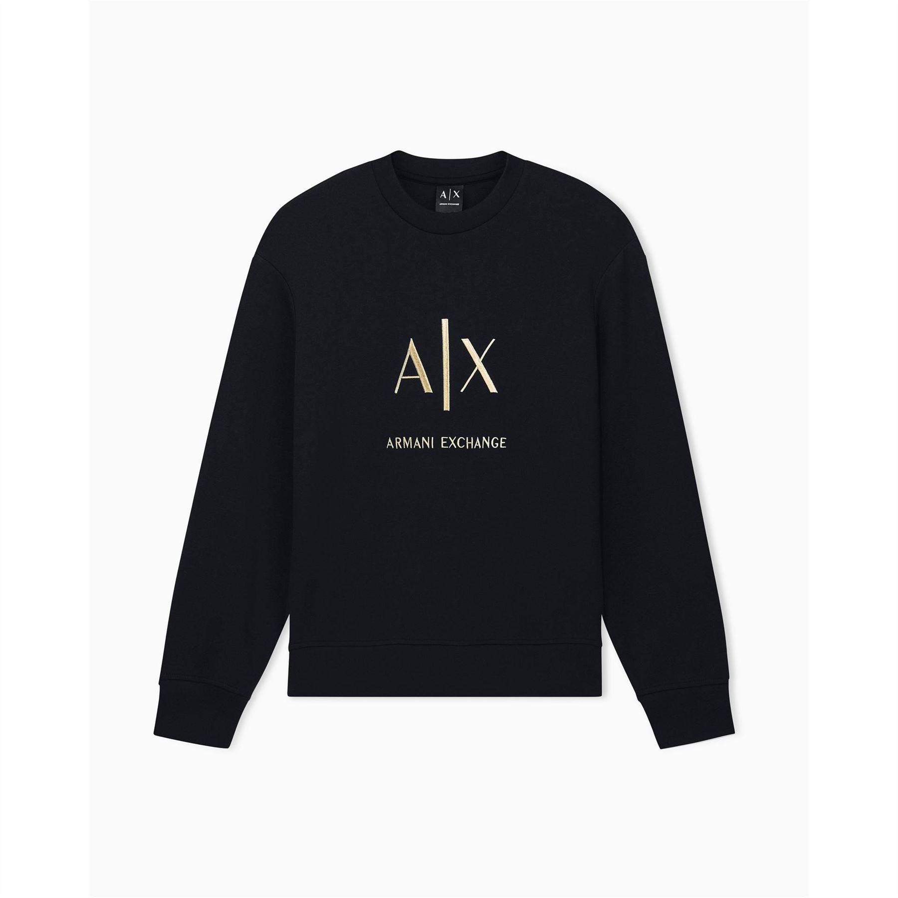 Armani Exchange Embroidered Cotton Long Sleeve Crew Neck Sweatshirt