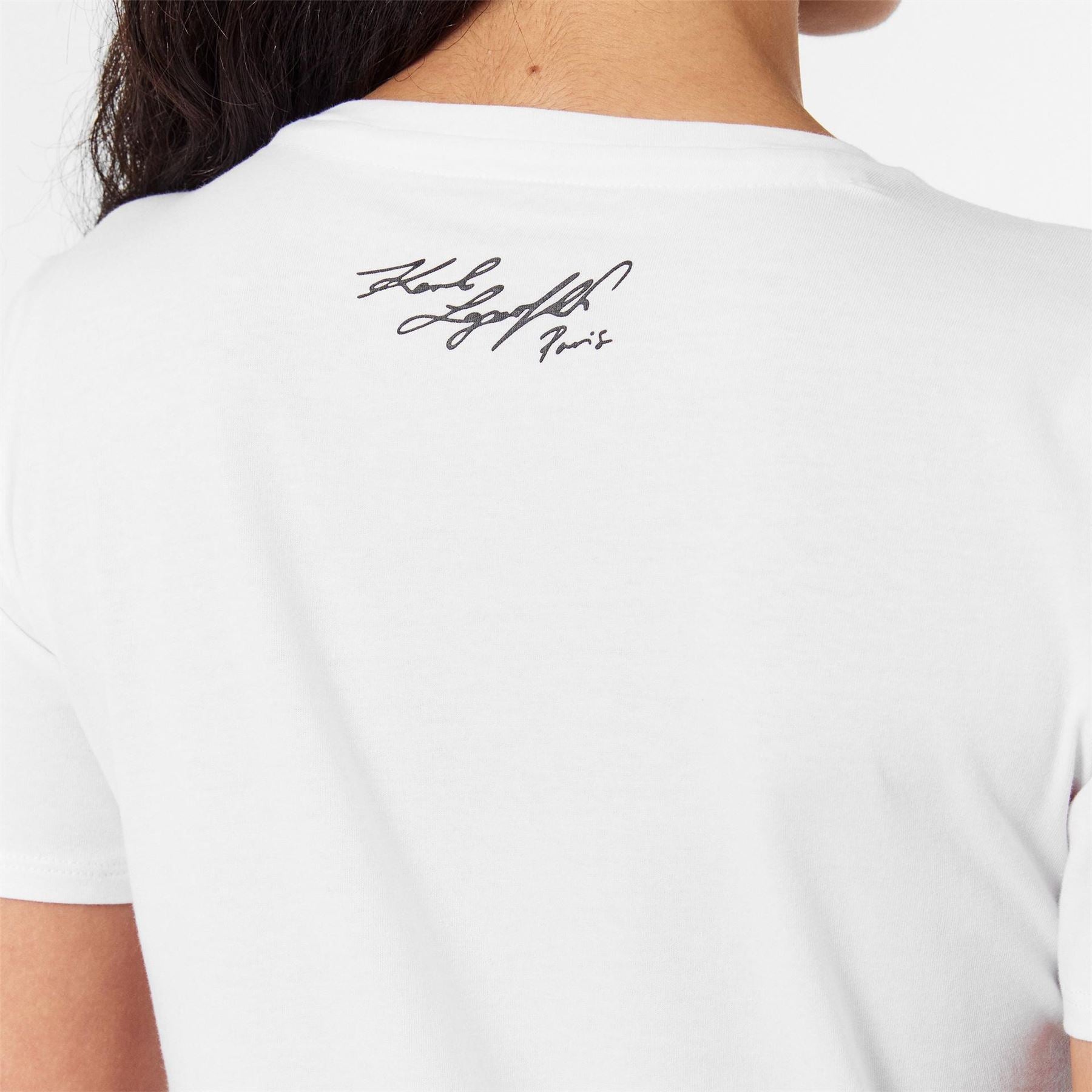 Karl Lagerfeld Sequin Lettering Crew Neck Short Sleeve T-Shirt