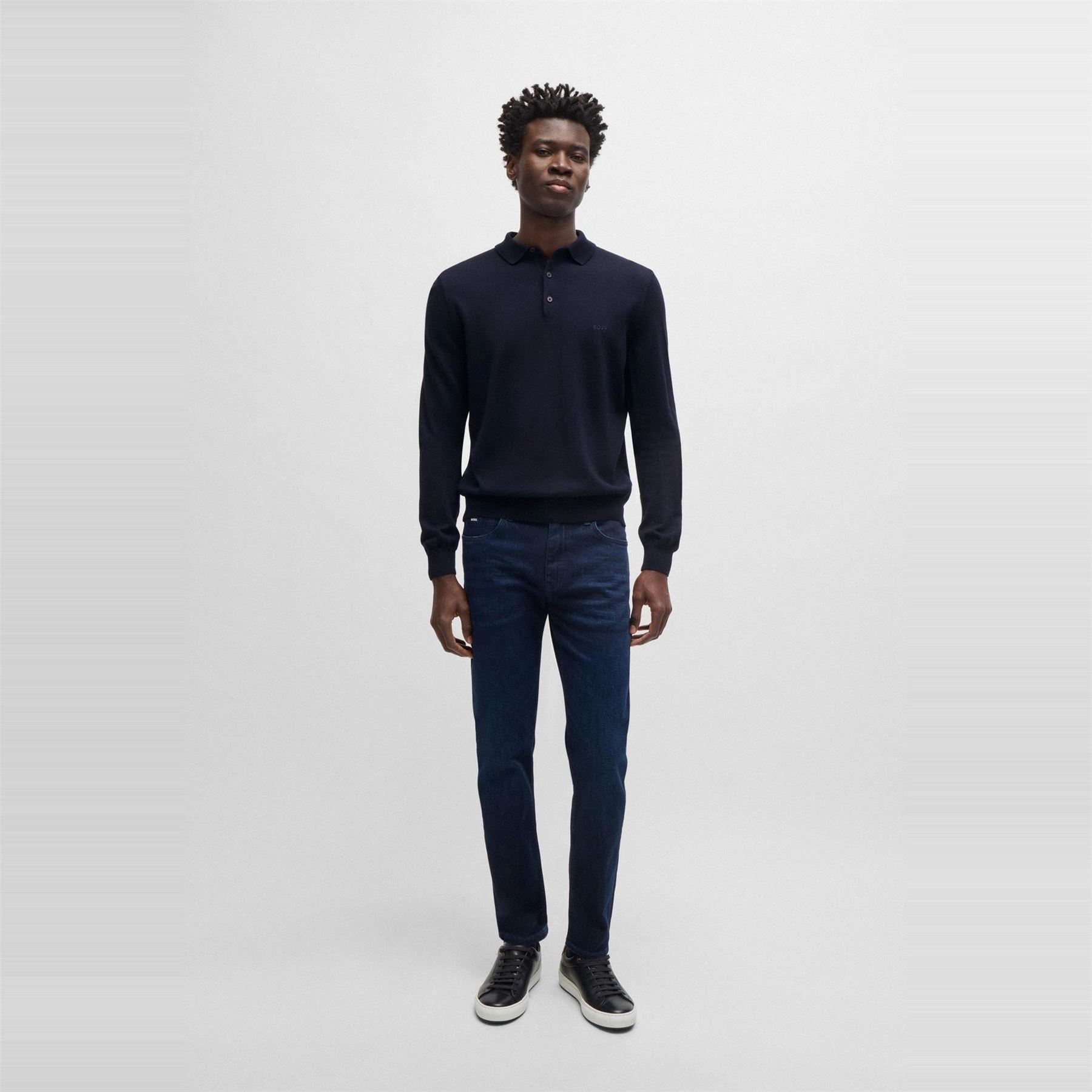 Boss Bono Black Knitted Crew Neck Jumpers