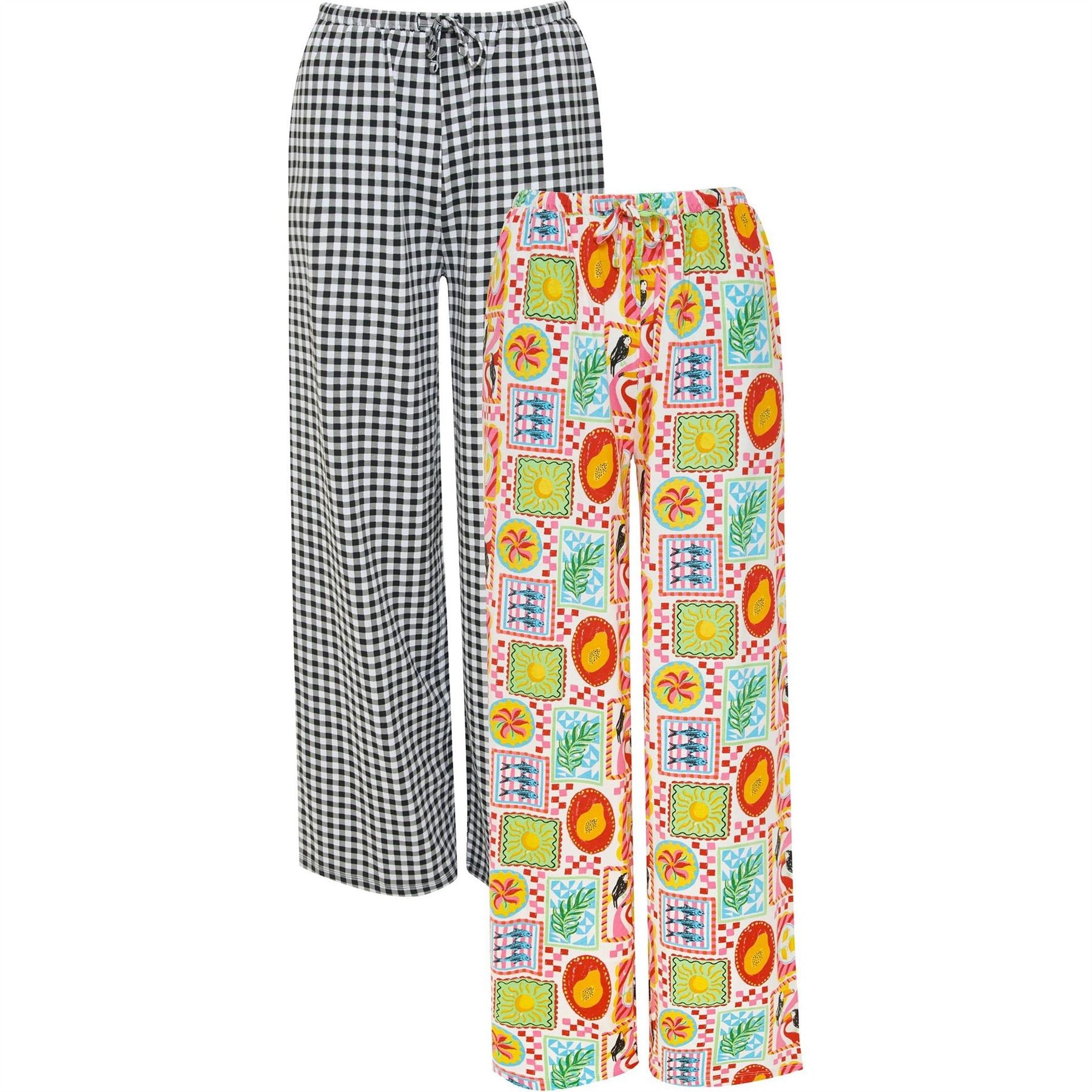 Threadbare Madri Leopard Patterned Wide Leg Trousers