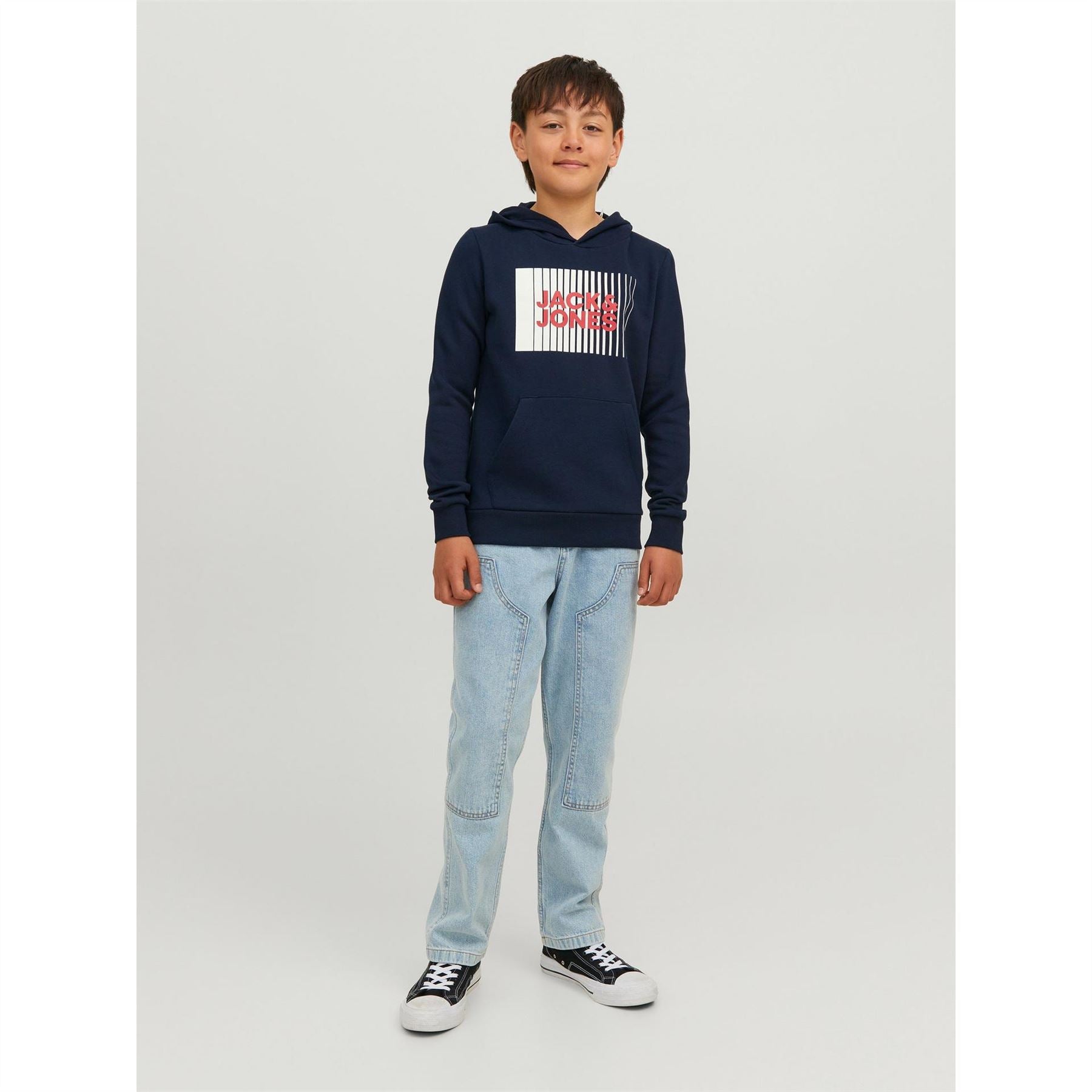 Jack and Jones Play Logo Print Hooded Sweatshirt