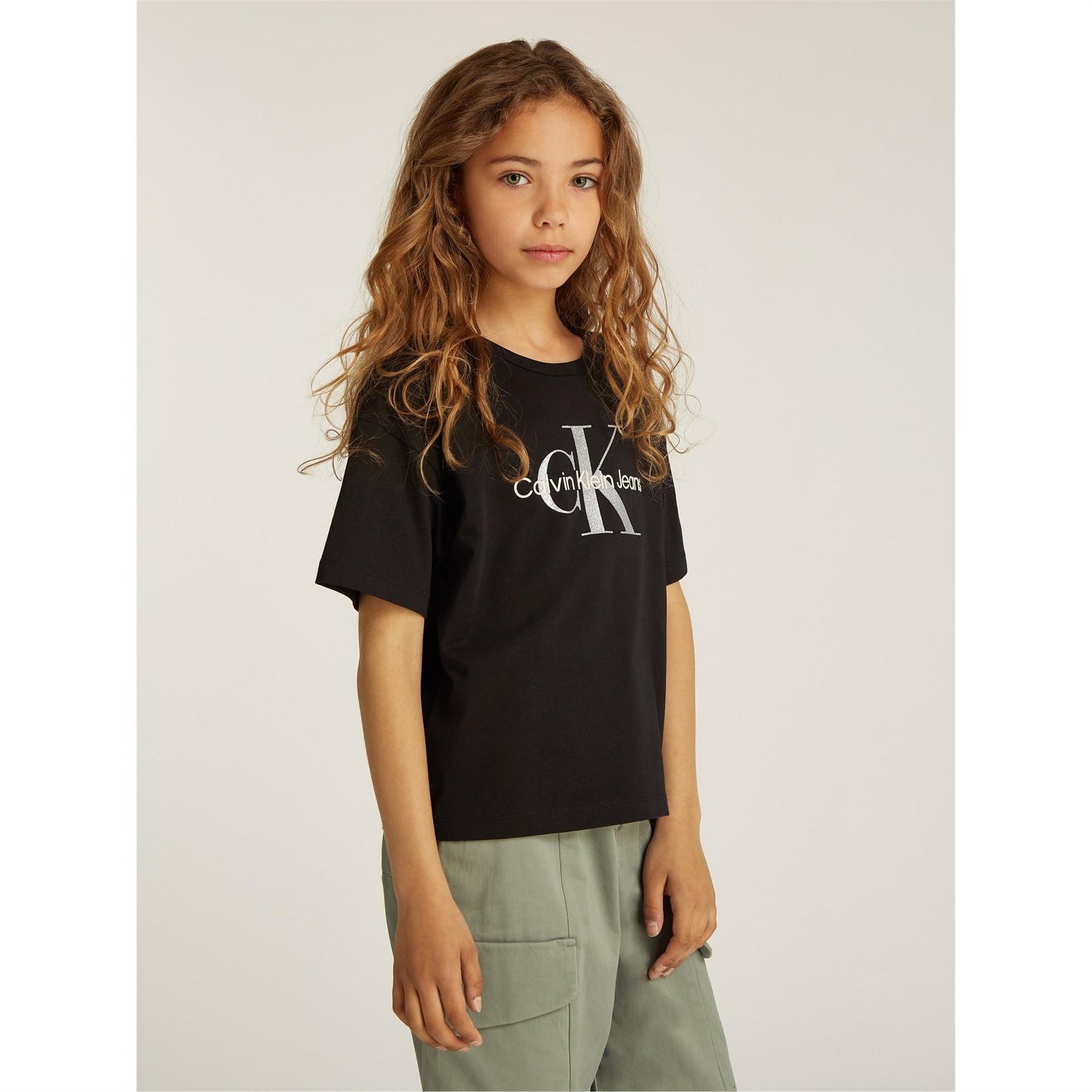 Calvin Klein Jeans Regular Fit Glitter Short Sleeve Crew Neck T-Shirt