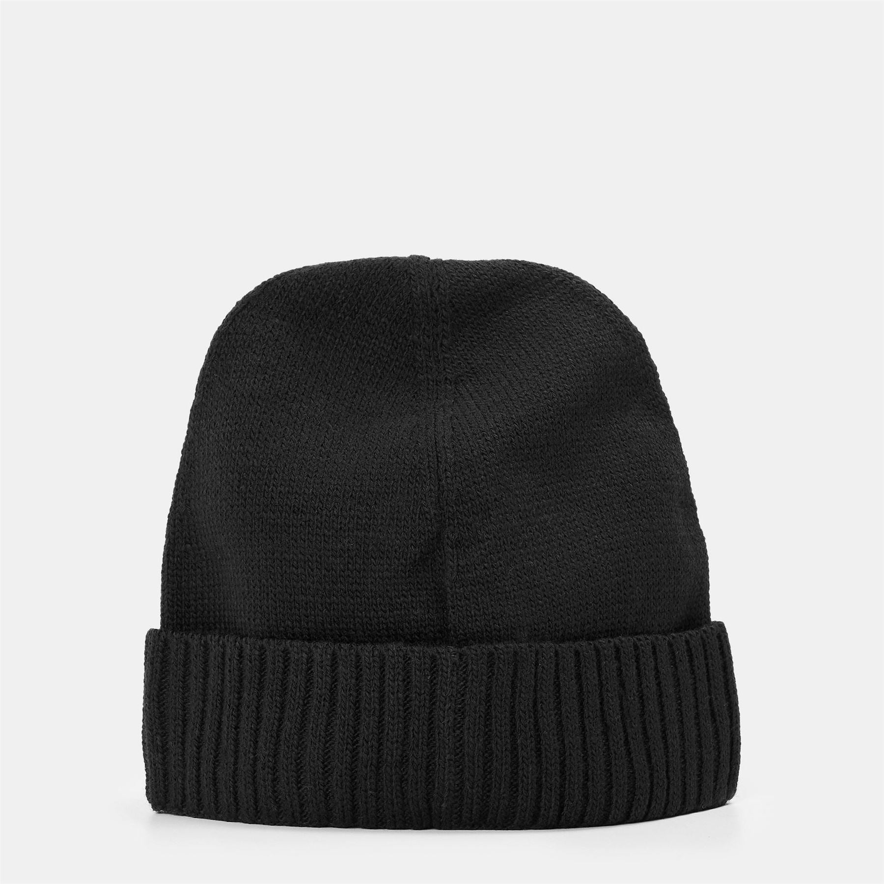 Boss Asport Wordmark Embroidered Logo Soft Feel Ribbed Cord Effect Turn Up Brim Beanie