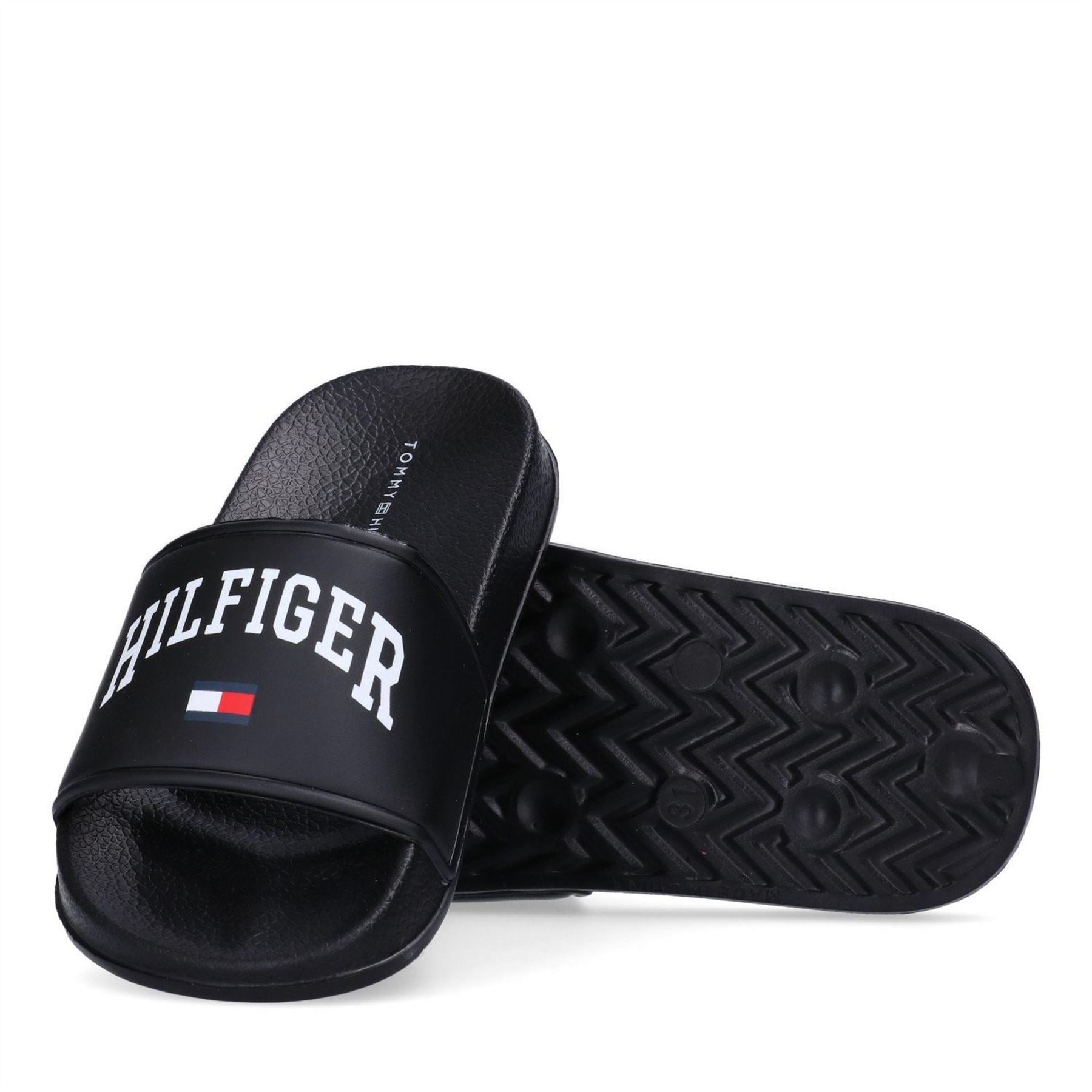 Tommy Hilfiger Junior Slides Open Toe Logo Print Flats