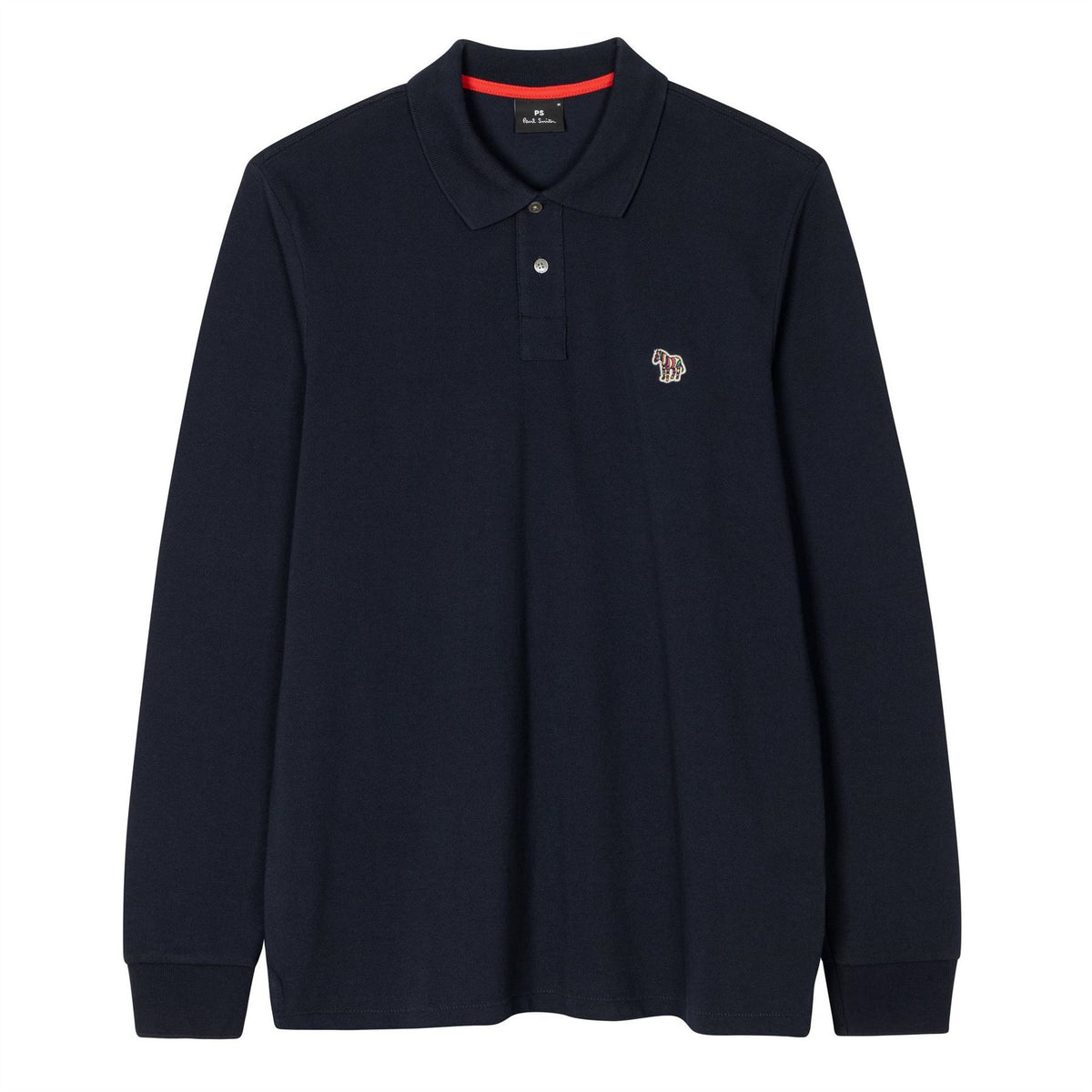 PS Paul Smith Zebra Embroidered Cotton Long Sleeve Polo Shirt