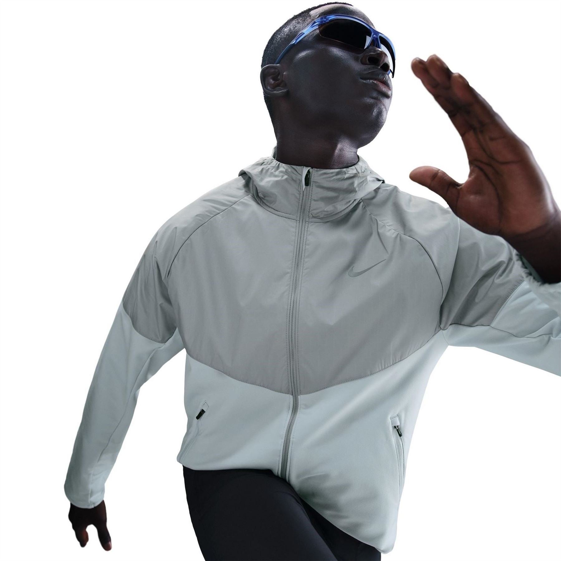 Nike Wint Miler Solid Patterned Hooded Drawstring Running Jacket