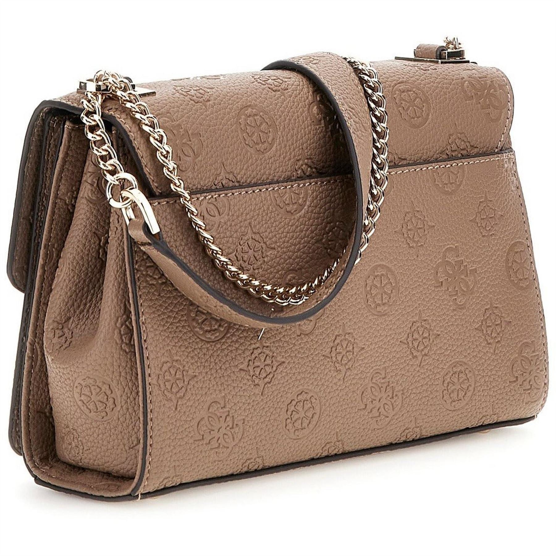 Guess Embossed Logo Cross Body Bag with Silver Tone Hardware