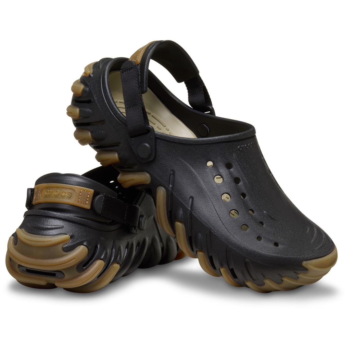 Crocs Echo Round Toe Chunky Heel Mules