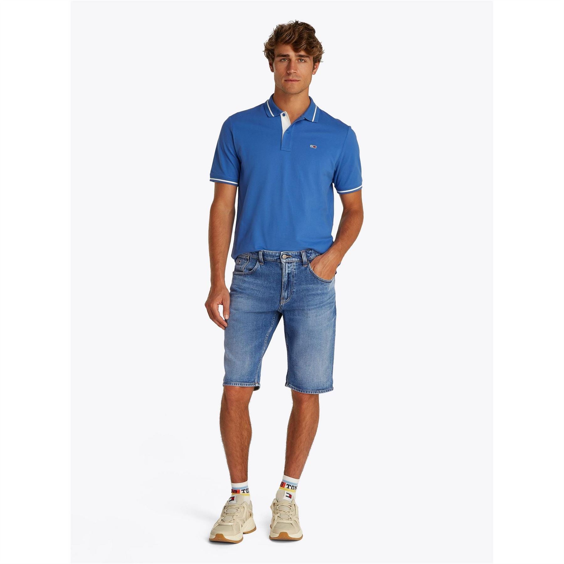 Tommy Jeans Denim Bermuda Shorts Solid Patterned
