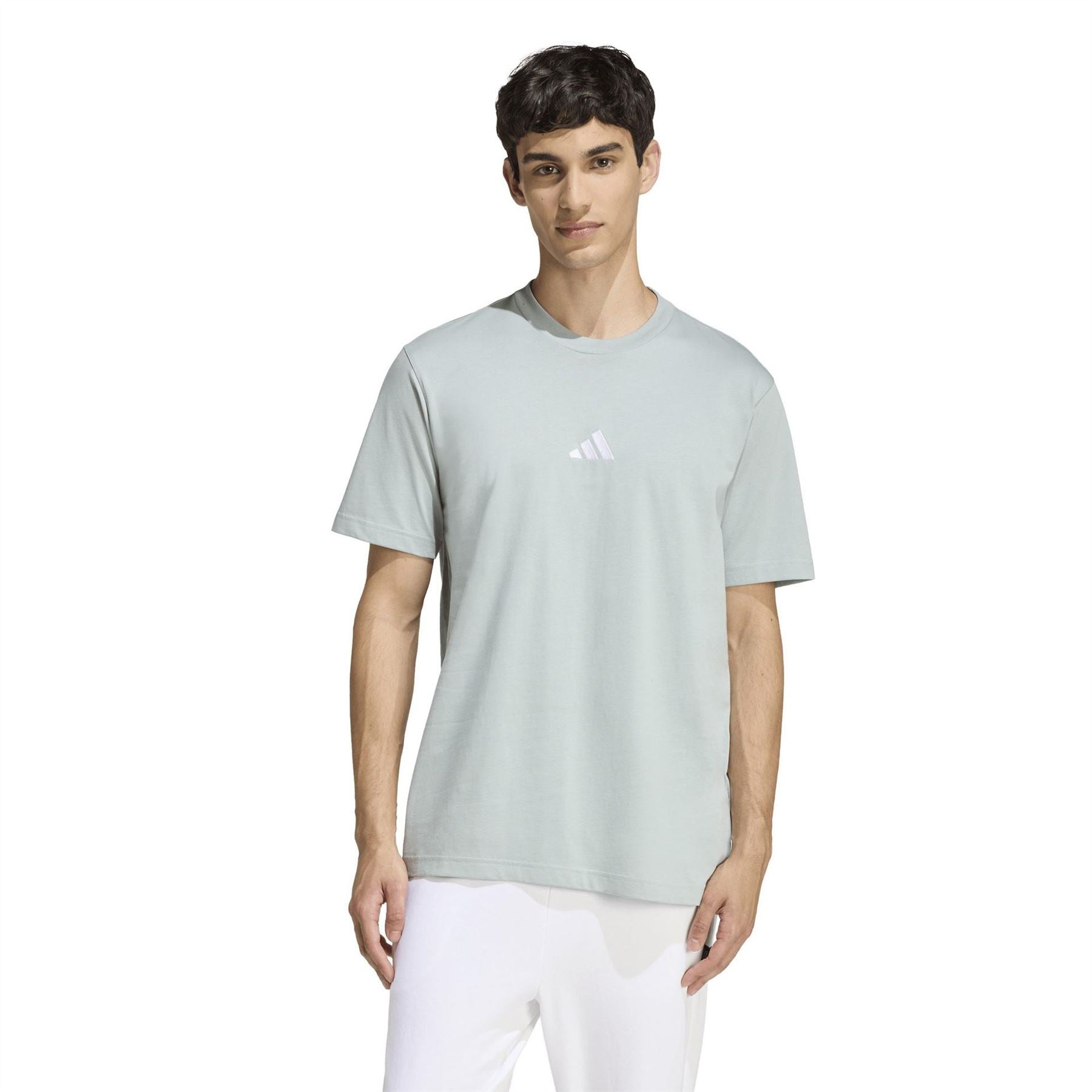 adidas Mens Essentials Single Jersey Linear Embroidered Logo T-Shirt