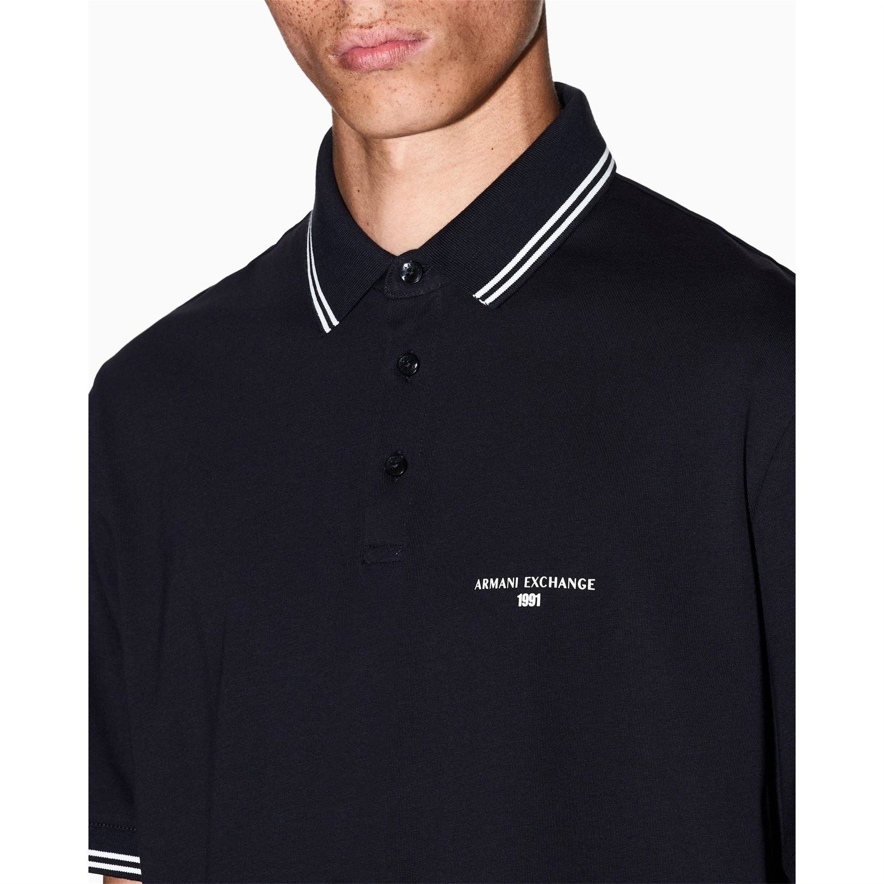 Armani Exchange Exchange Collared Short Sleeve Polo Shirt