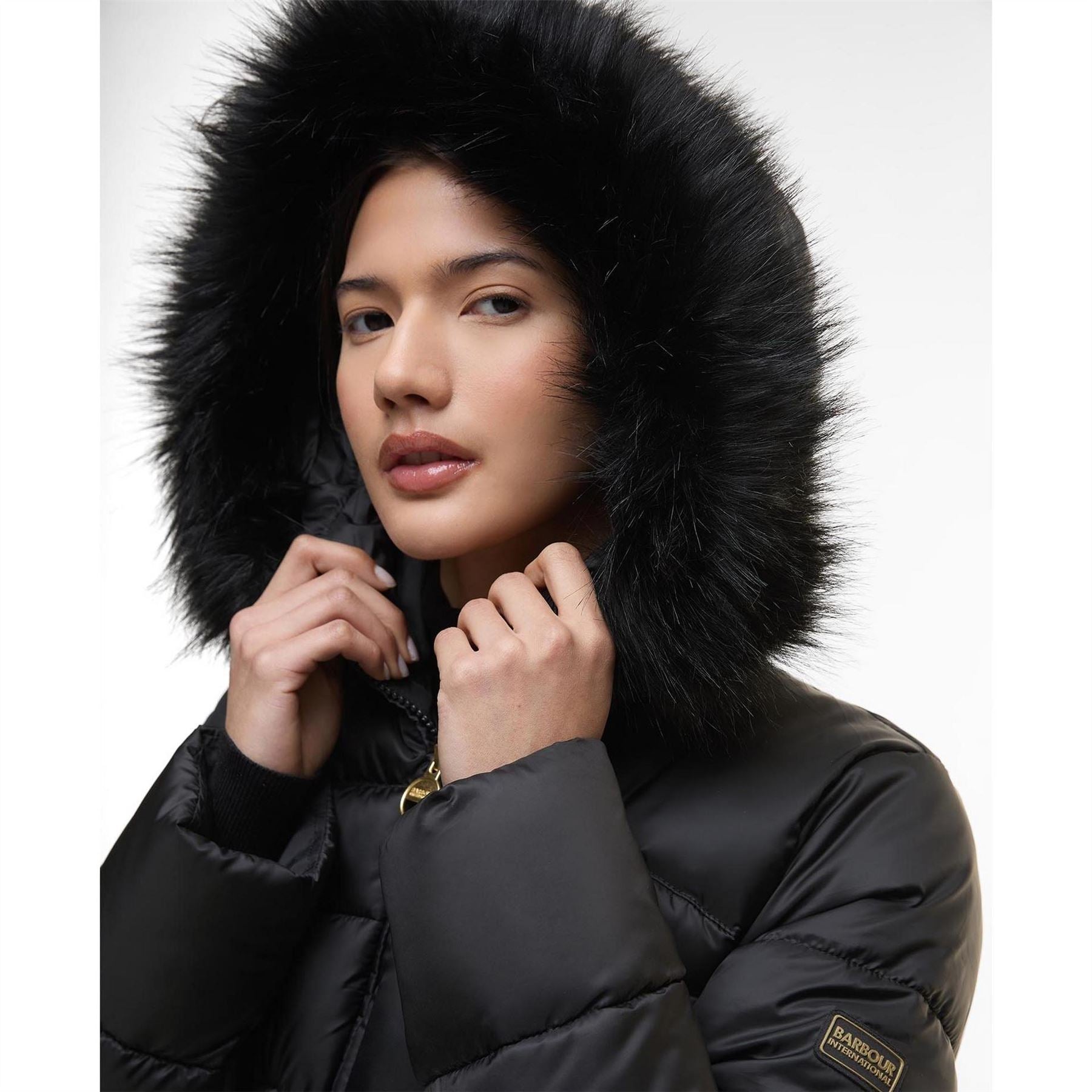 Barbour International Cher Detachable Hood Long Sleeve Medium Puffer Jacket
