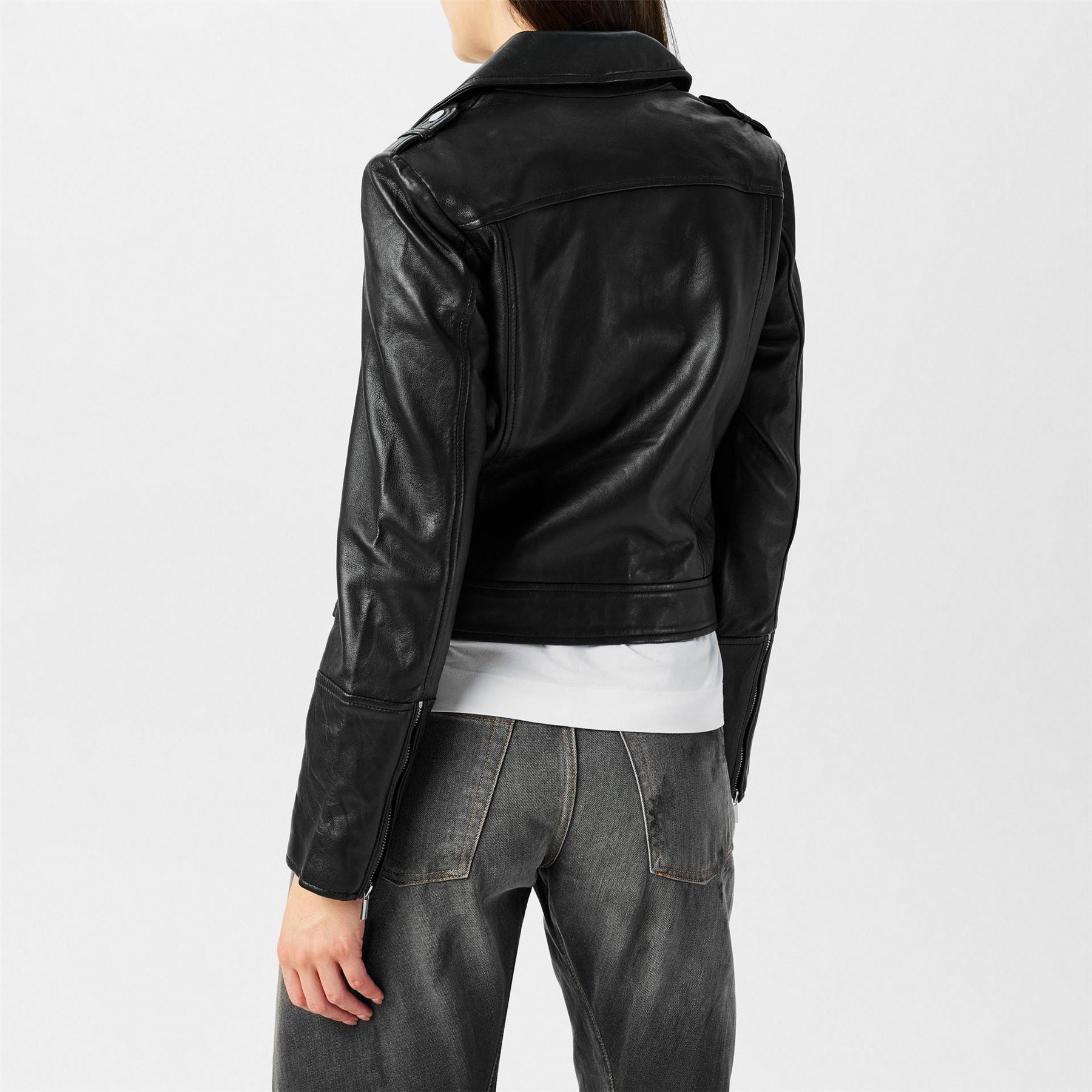 Finery Faith Leather Long Sleeve Biker Jacket