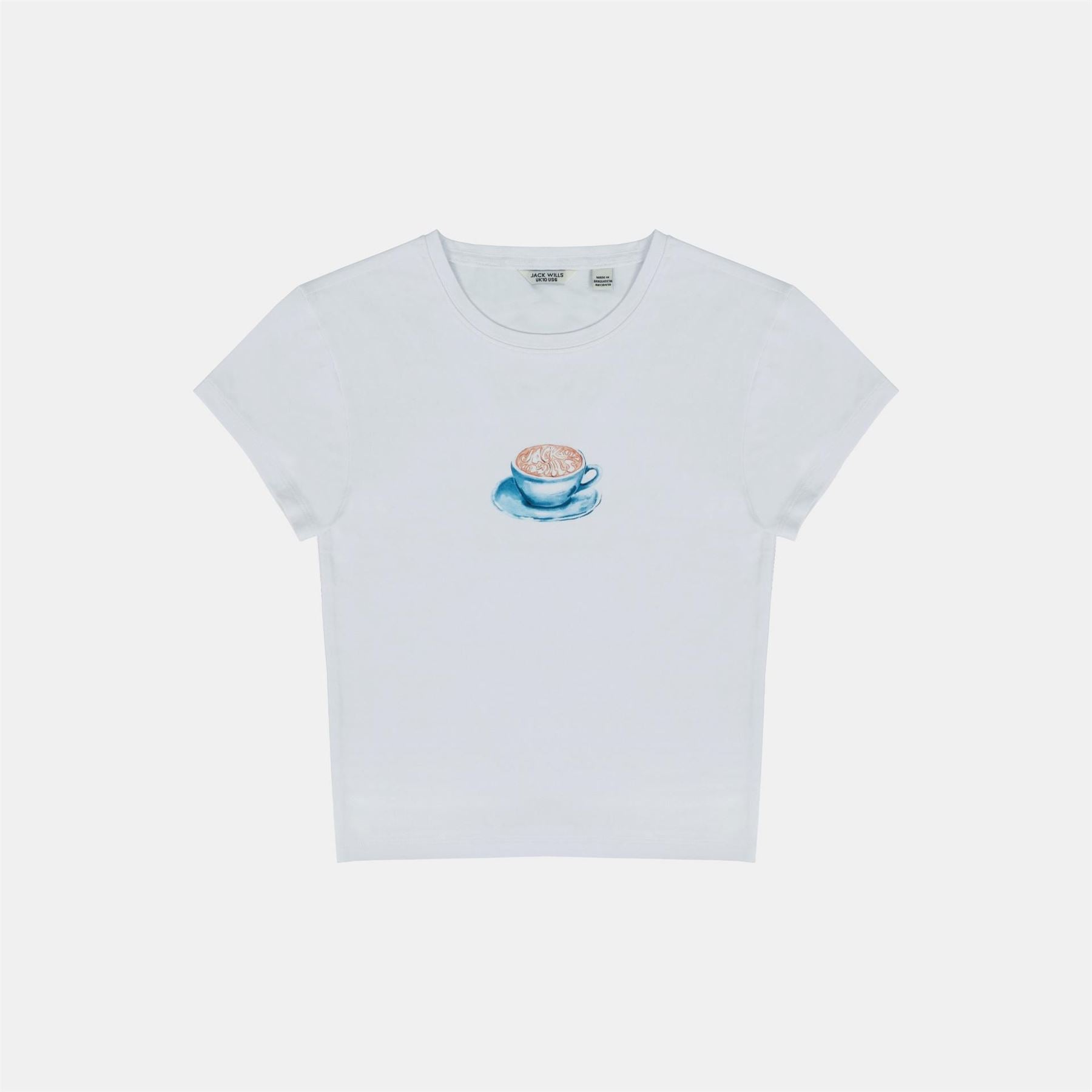 Jack Wills Graphic Cotton Short Sleeve Crew Neck Print Crop Top