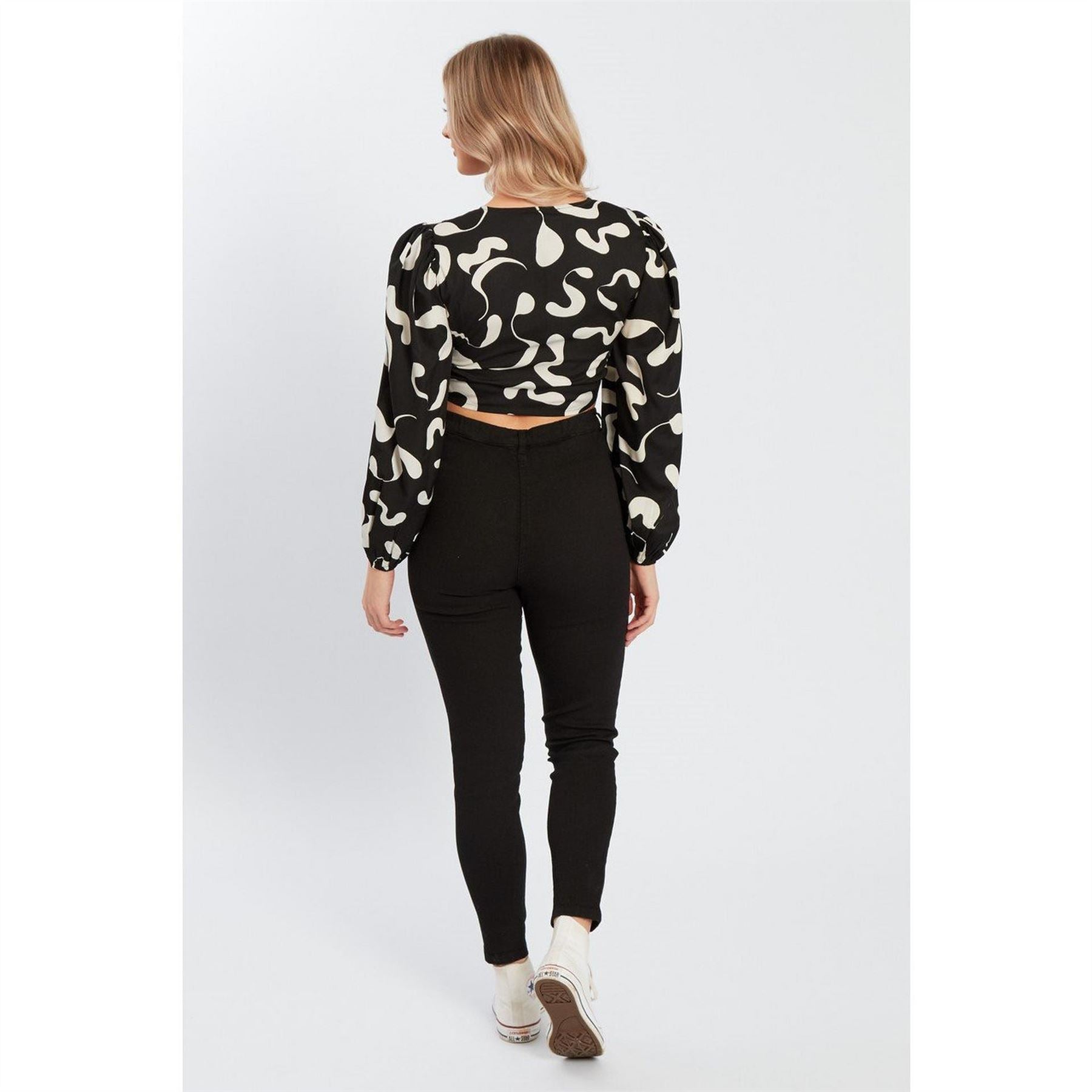Influence Tie Front Long Sleeve Crop Top
