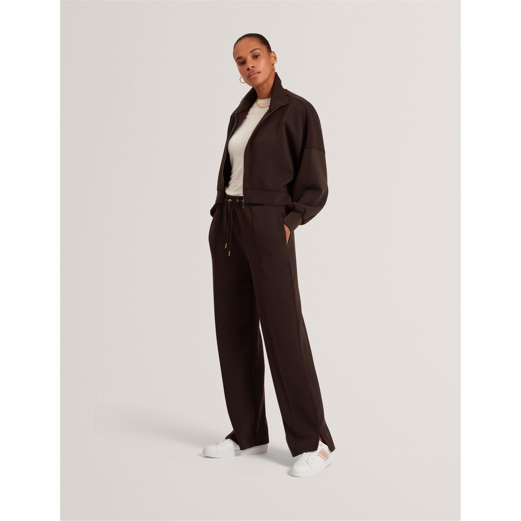 Ted Baker Solid Patterned Open Hem Straight Joggers