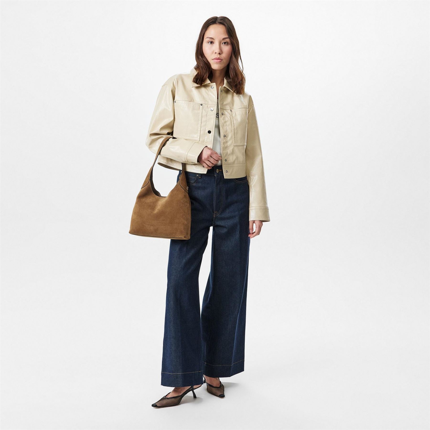 Boss Faux Leather Jacket Relaxed Fit Hooded