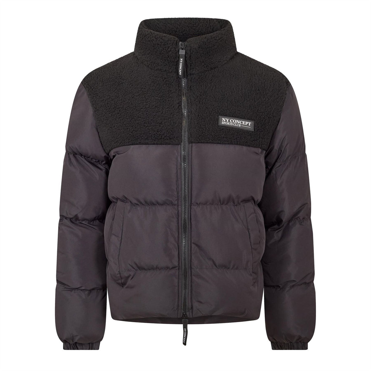 NY Concept Aspen Solid Patterned Zipped Pocket Puffer Jacket