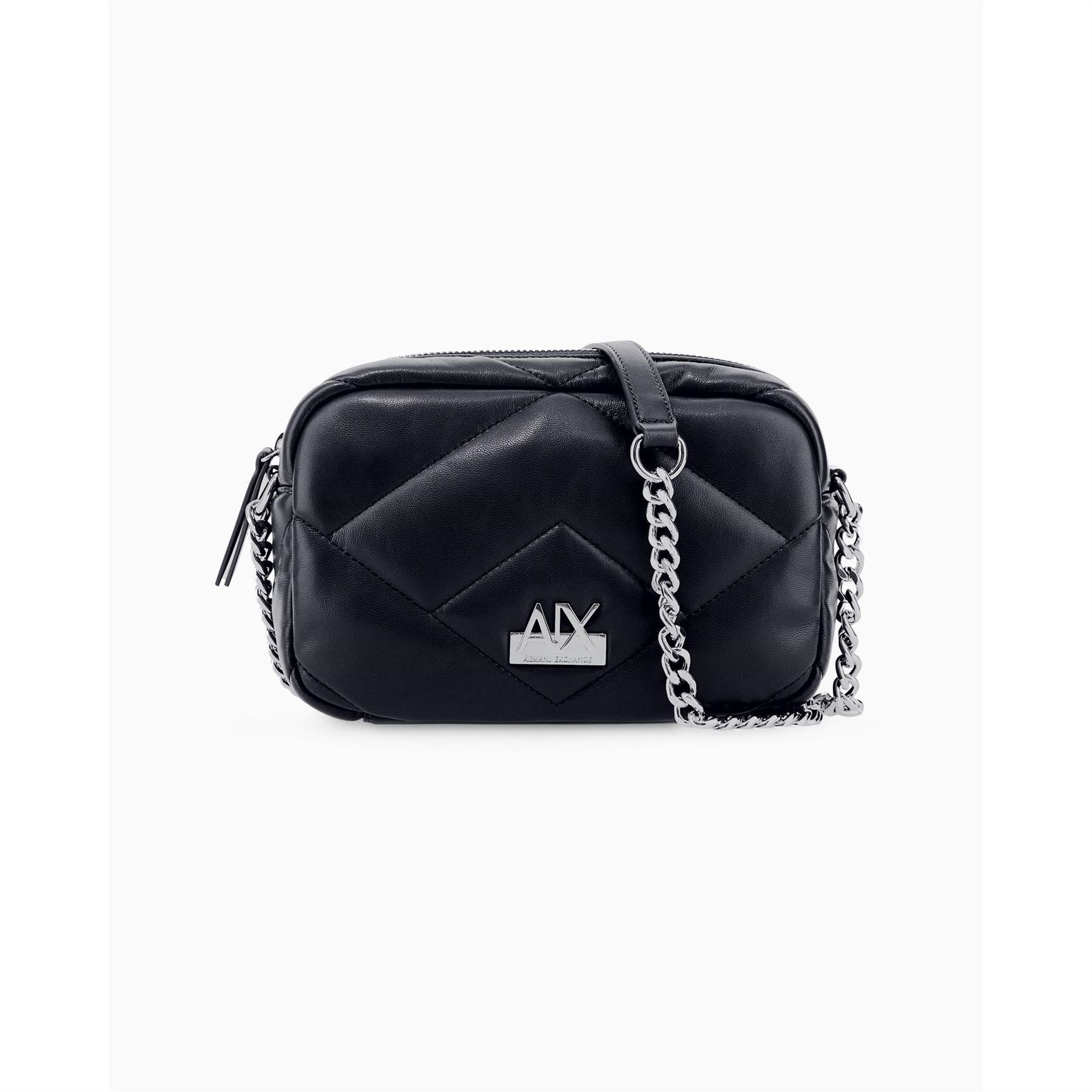 Armani Exchange Messenger Bag with Chain and Silver-Tone Hardware