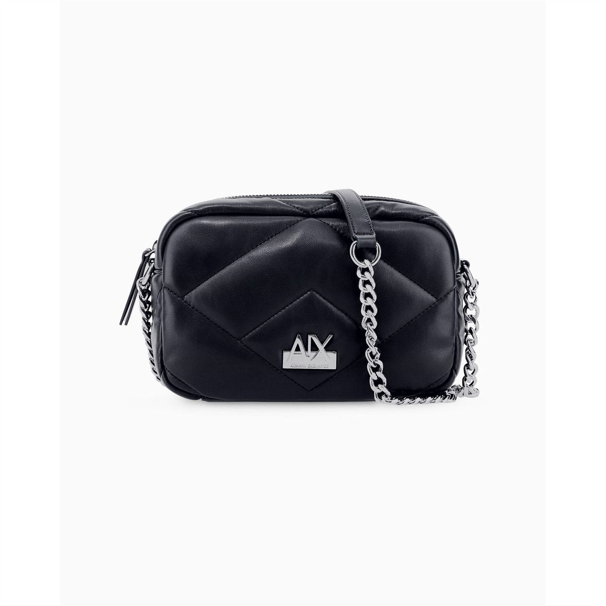 Armani Exchange Messenger Bag with Chain and Silver-Tone Hardware