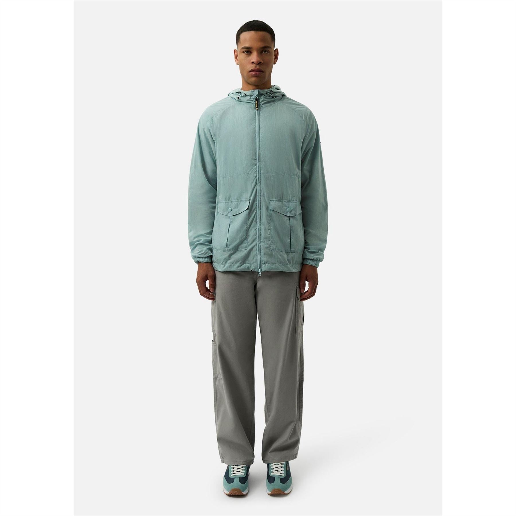 Patrick Chapman Hooded Solid Patterned Field Jacket
