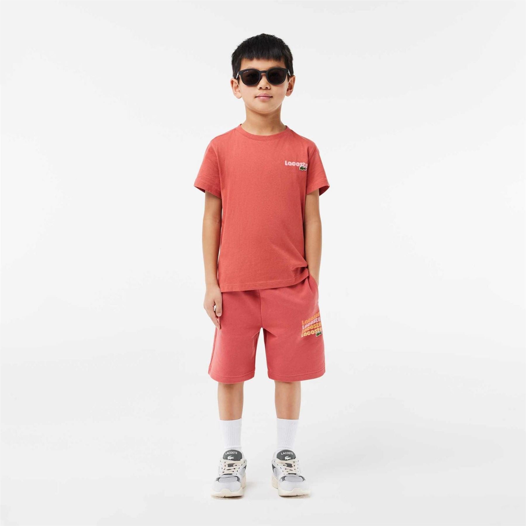 Lacoste Logo Print Sweat Shorts with Elasticated Waistband