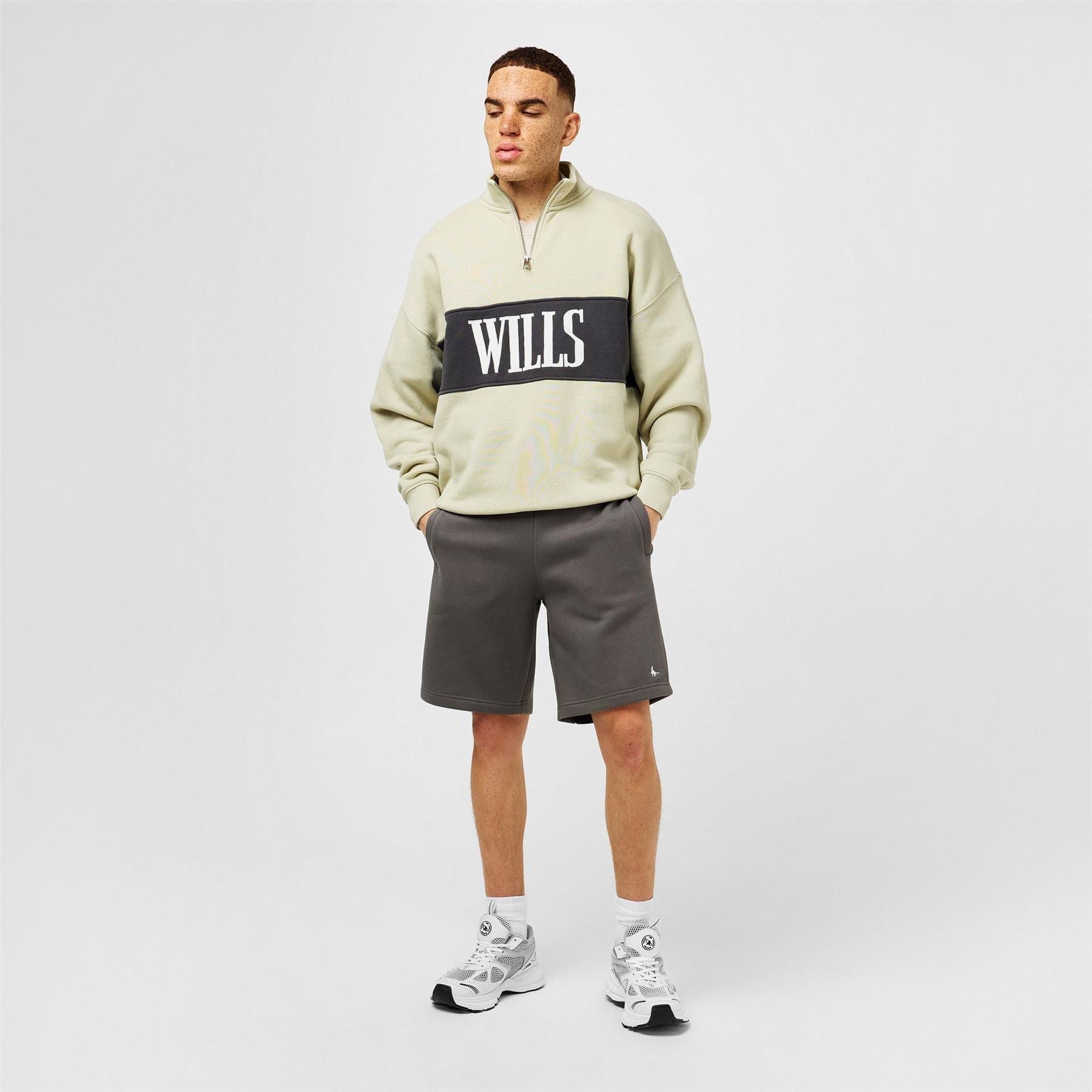 Jack Wills Logo Print Zip Neck Regular Fit Sweatshirt