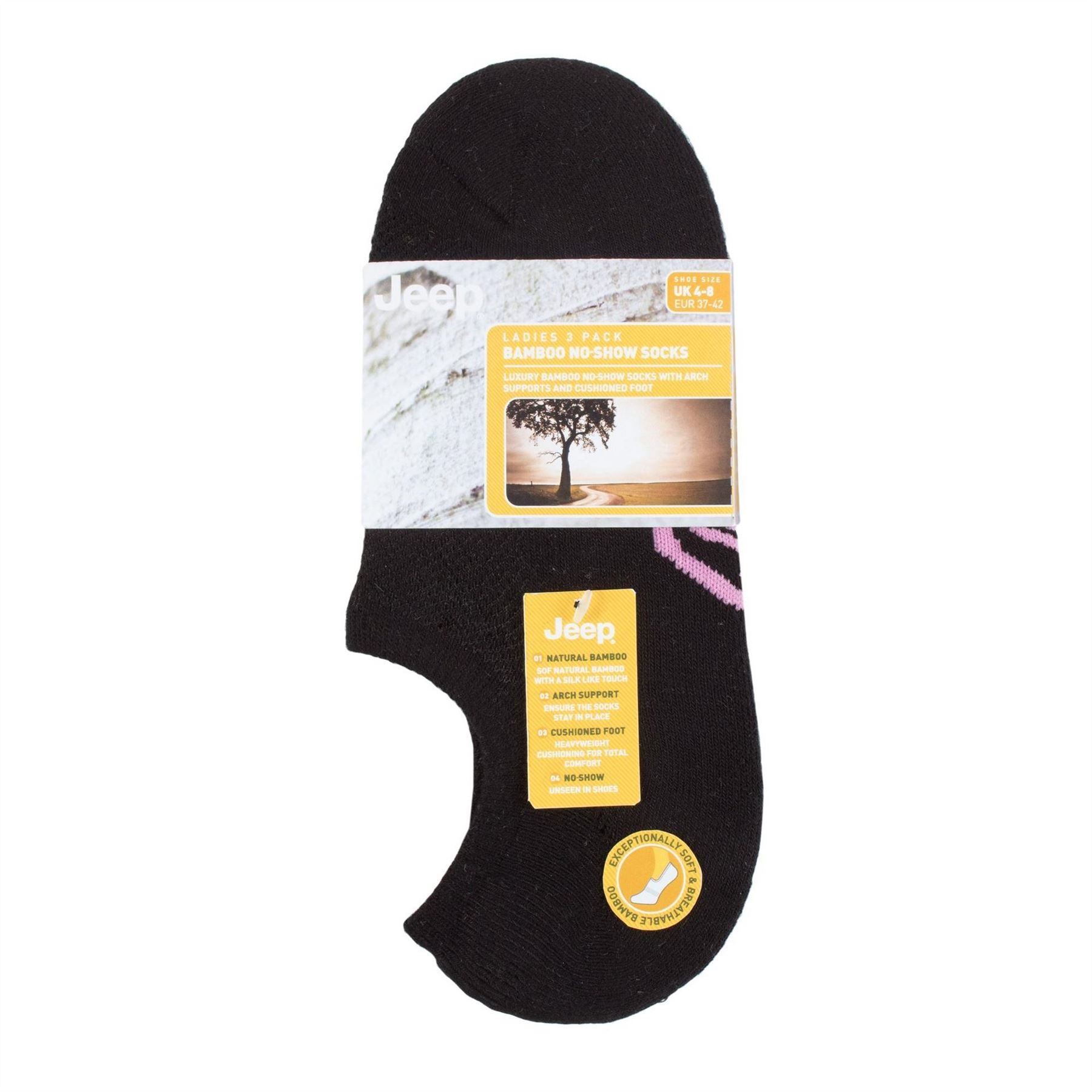 Jeep 3 Pack Bamboo No Show Socks Ladies