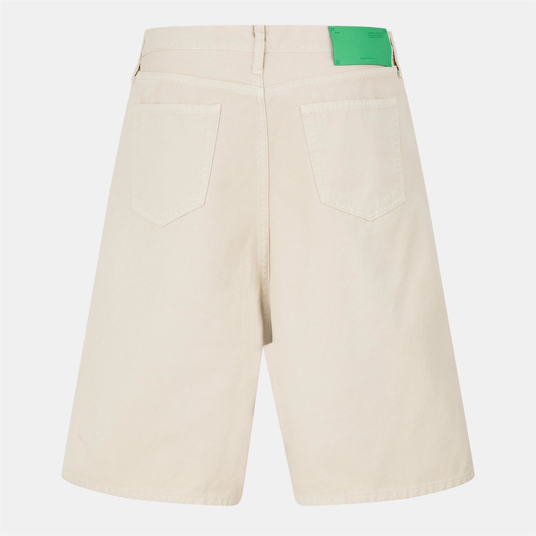Off White Canvas Utility Denim Bermuda Shorts