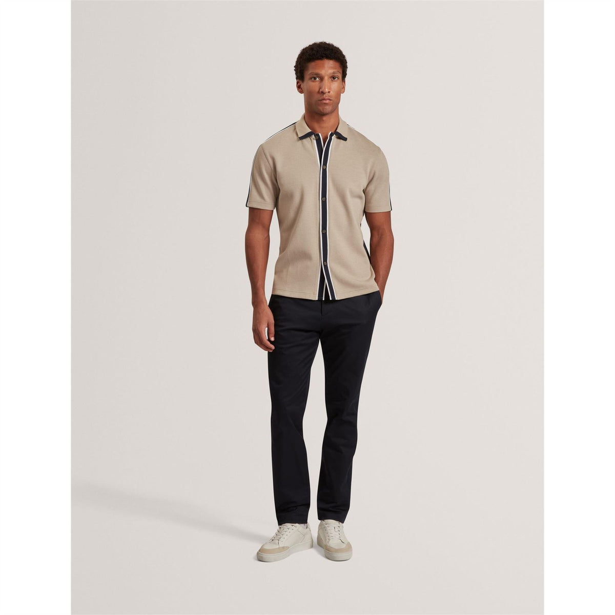 Ted Baker Button Through Fine Knit Short Sleeve Polo