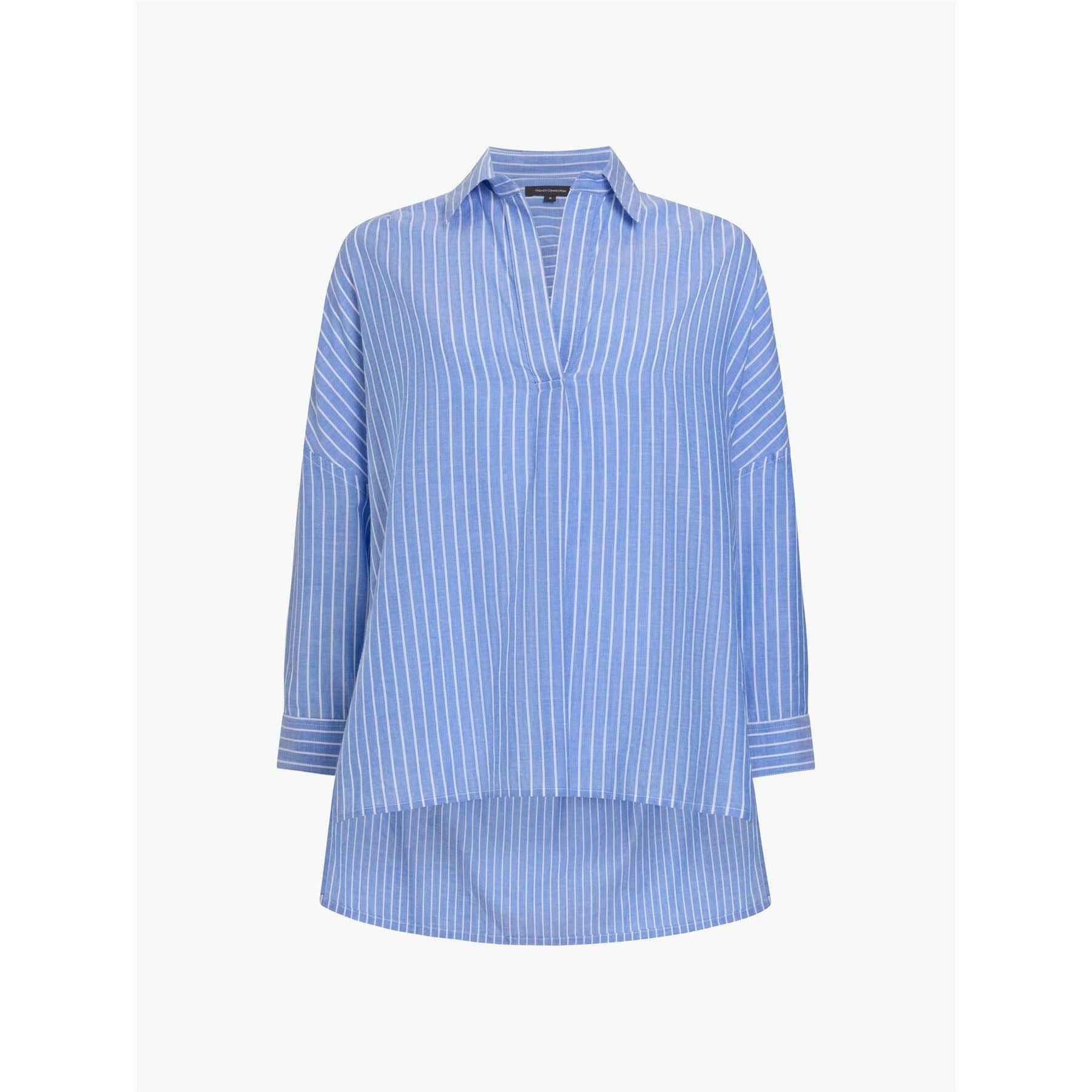 French Connection Rhodes Pop Cotton Long Sleeve Oversized Fit Blouse