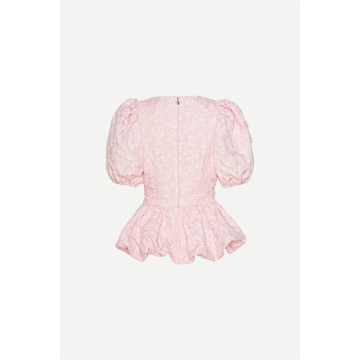 Rotate V-Neck Puff Sleeve Peplum Blouse