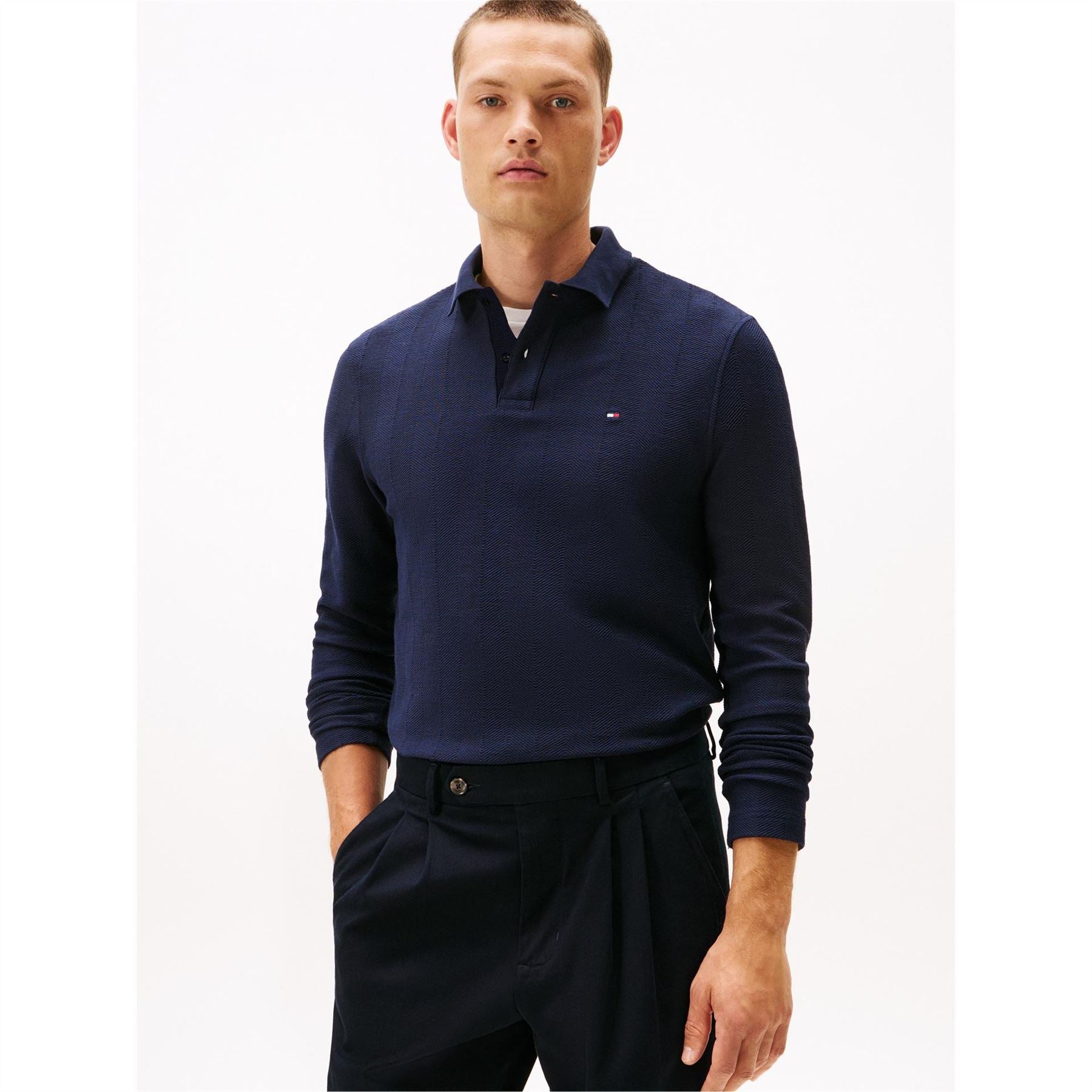 Tommy Hilfiger Herring Collared Neck Long Sleeve Polo Shirt