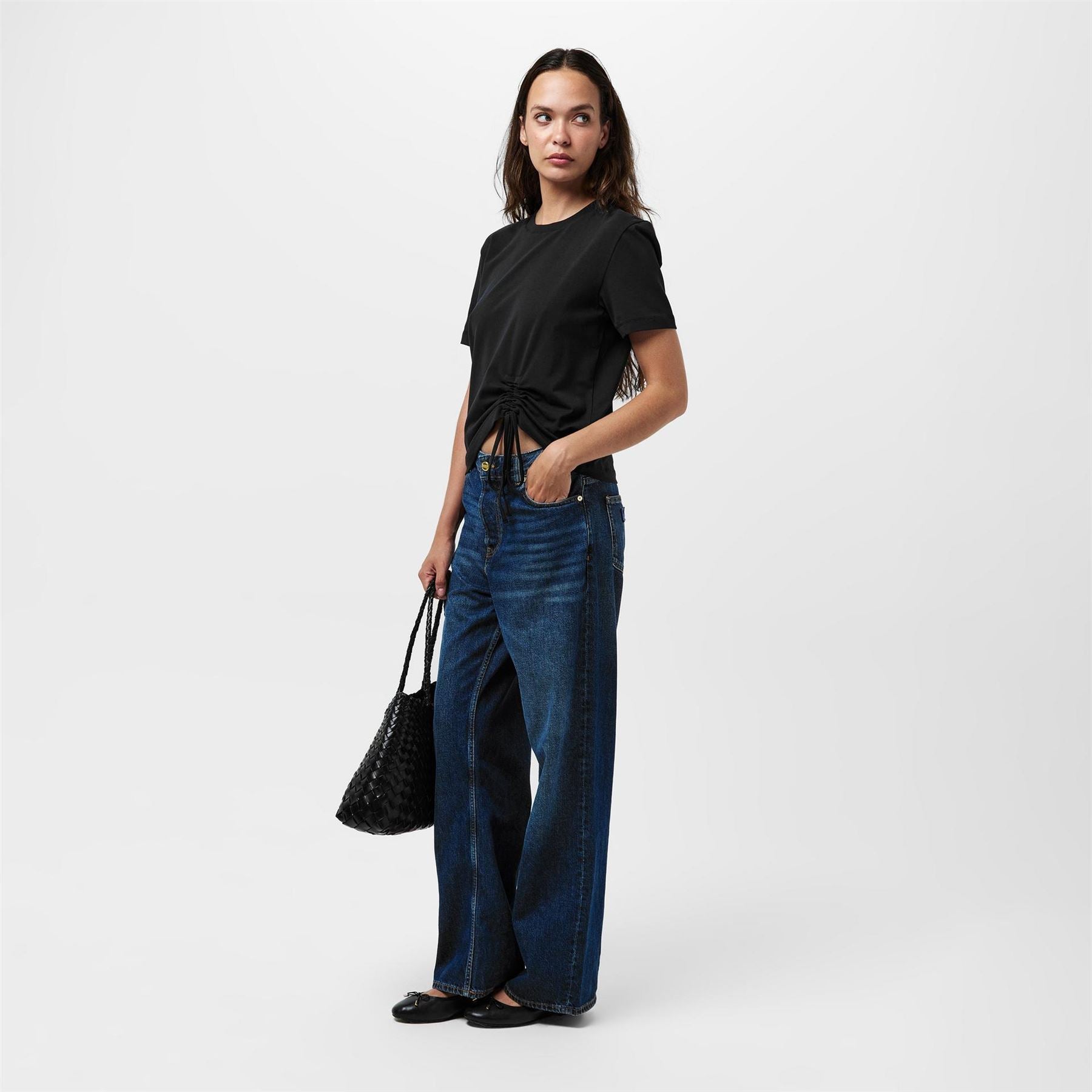 French Connection Cotton Ruched T-Shirt.