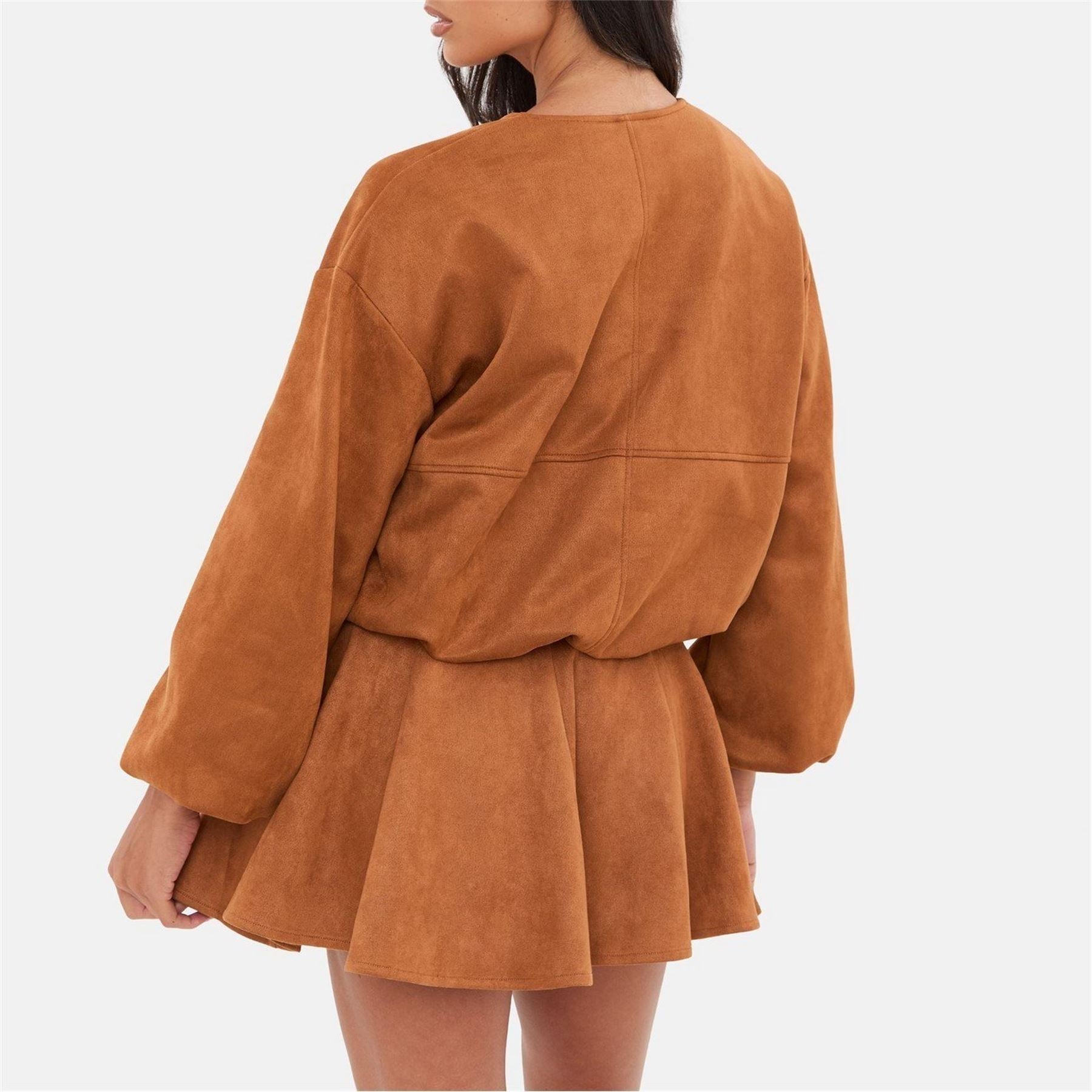 I Saw It First Suede Bubble Hem Jacket