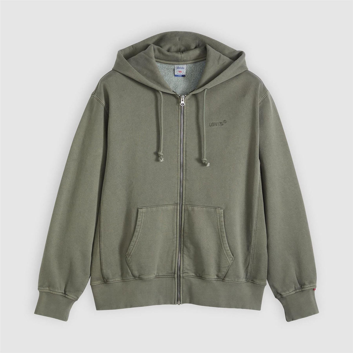 Levis Solid Patterned Hooded Neck Full Zipper Ribbed Cuff Sweat Jacket