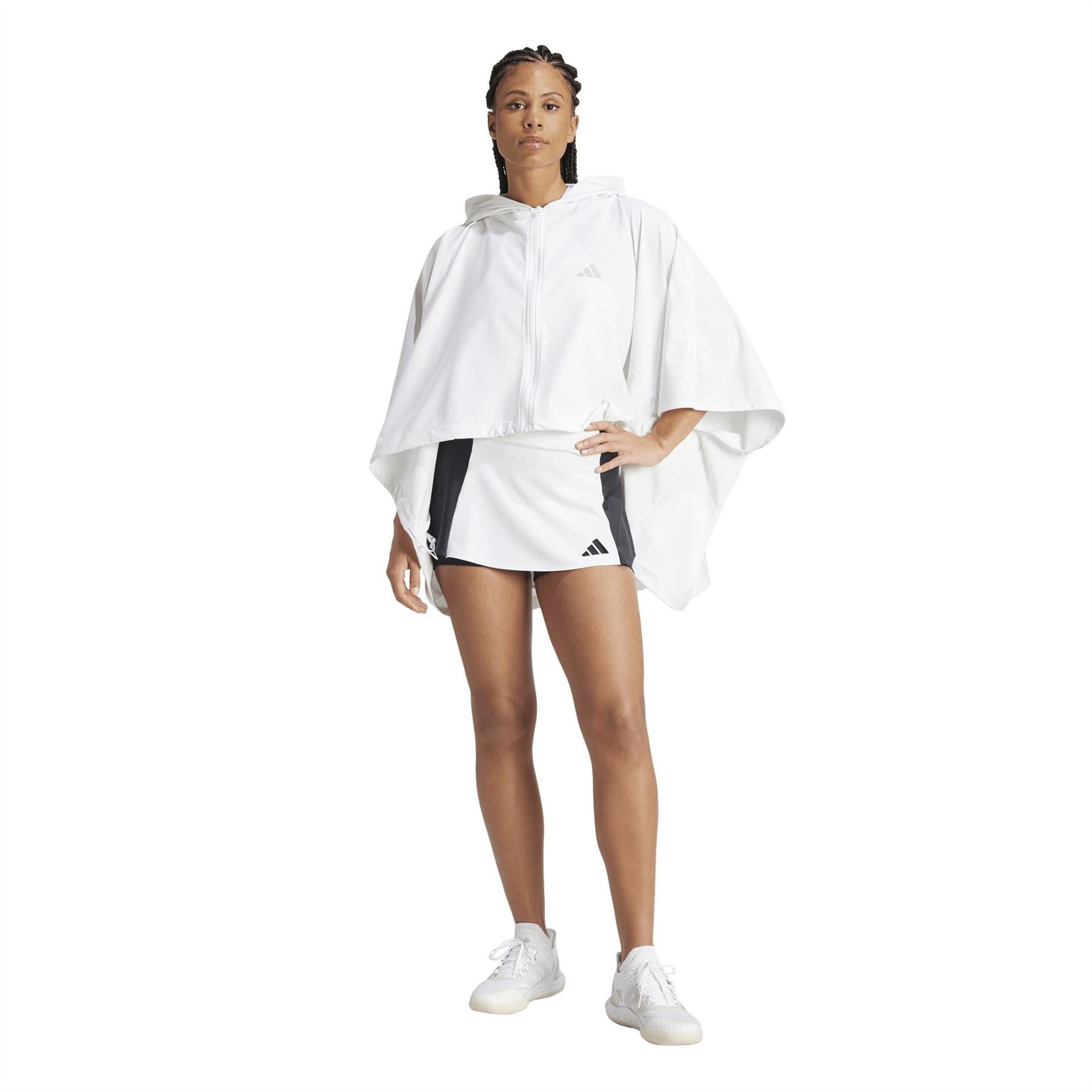 adidas Solid Patterned Drawstring Zipped Pocket Poncho