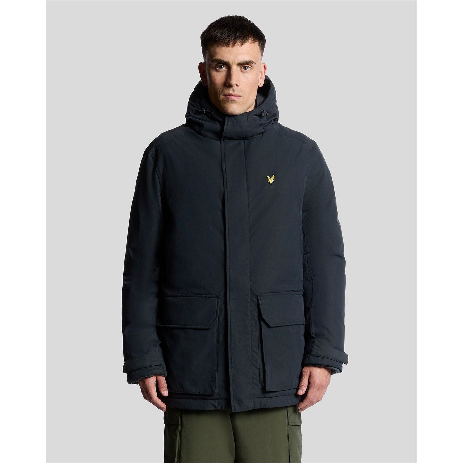 Lyle and Scott Membrane Hooded Solid Patterned Parka Coat
