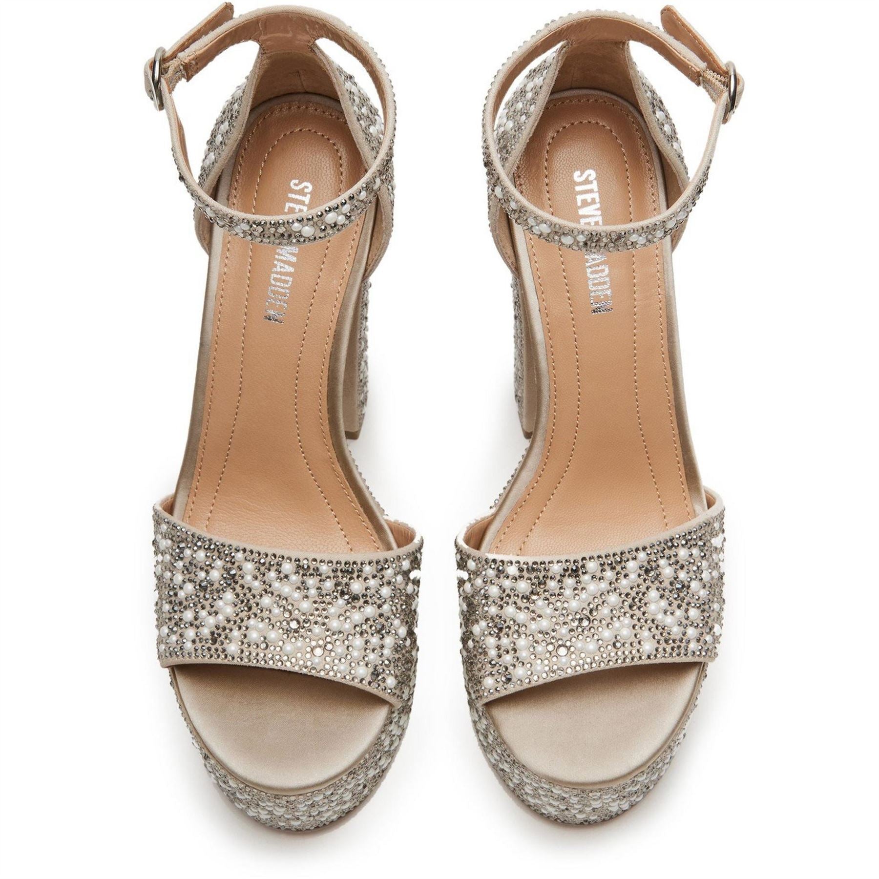 Steve Madden Glam High Heel Open Toe Textured Sandals