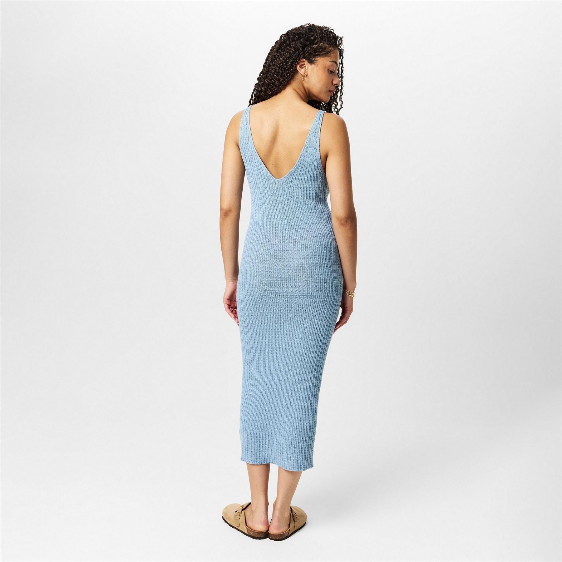 Jack Wills Stitch V Neck Midi Knitted Jumper Dress