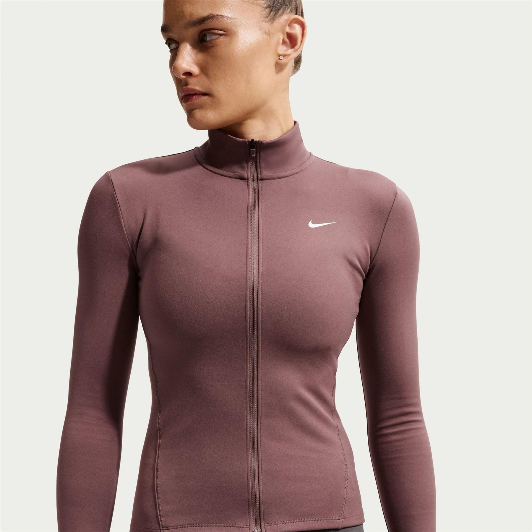 Nike Solid Patterned Ribbed Cuff Full Zipper Track Jacket