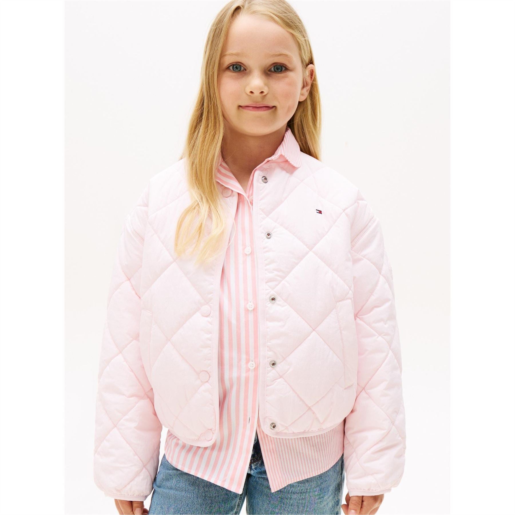 Tommy Hilfiger Solid Patterned Snap Button Puffer Jacket